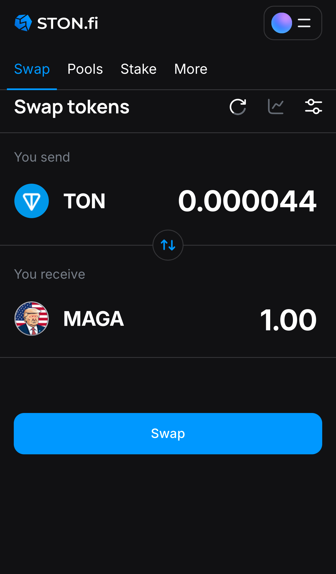 Input the quantity of tokens you‘re selling (or buying), and let the algorithm do all the calculations.