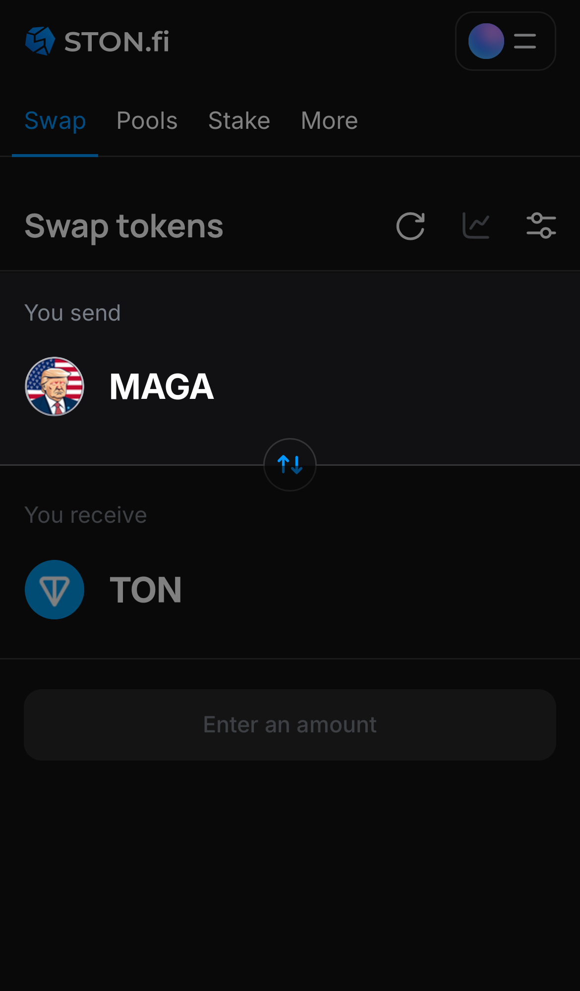 Choose MAGA in the ‘You send‘ box.