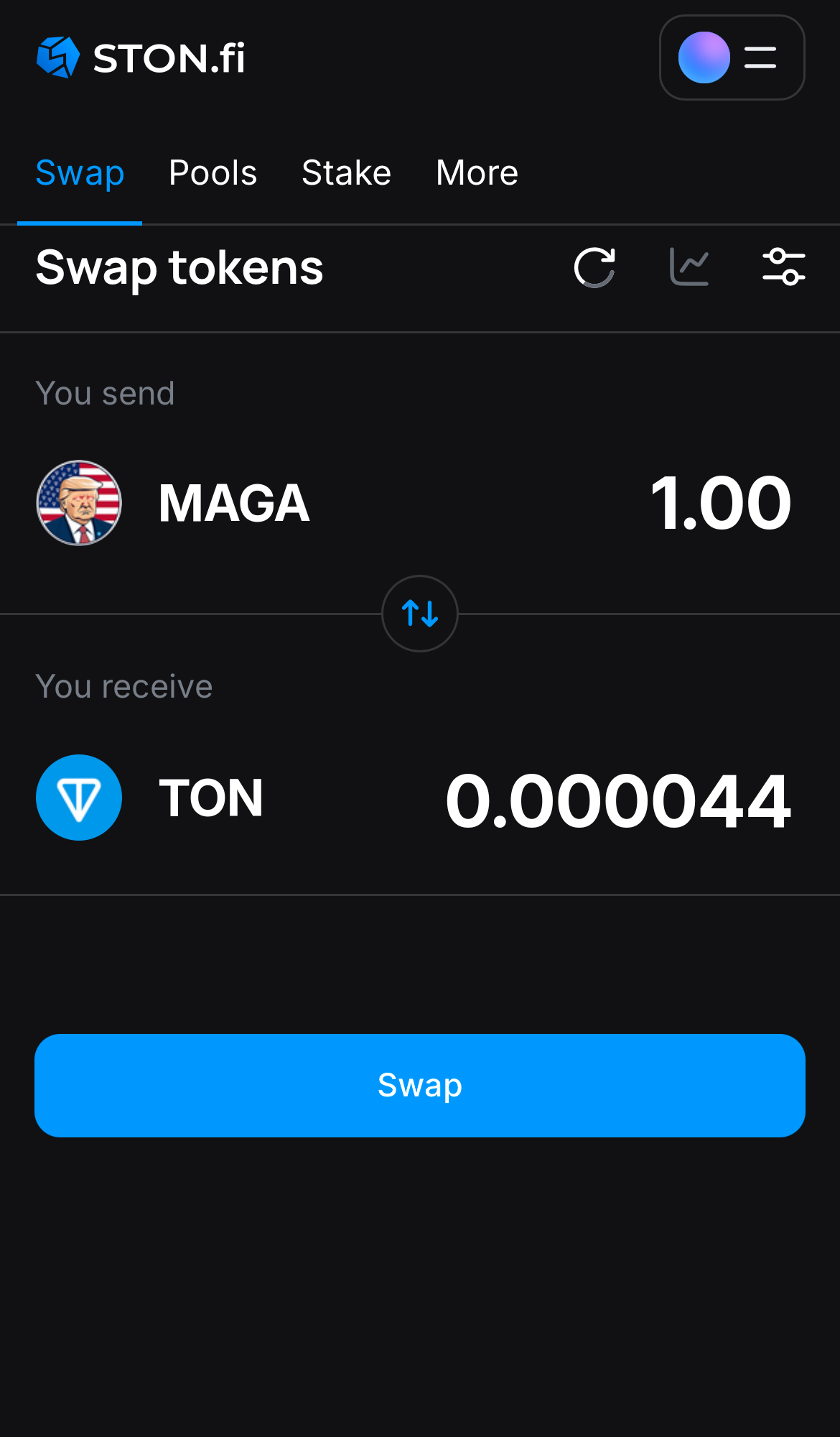 Input the quantity of tokens you‘re selling (or buying), and let the algorithm do all the calculations.