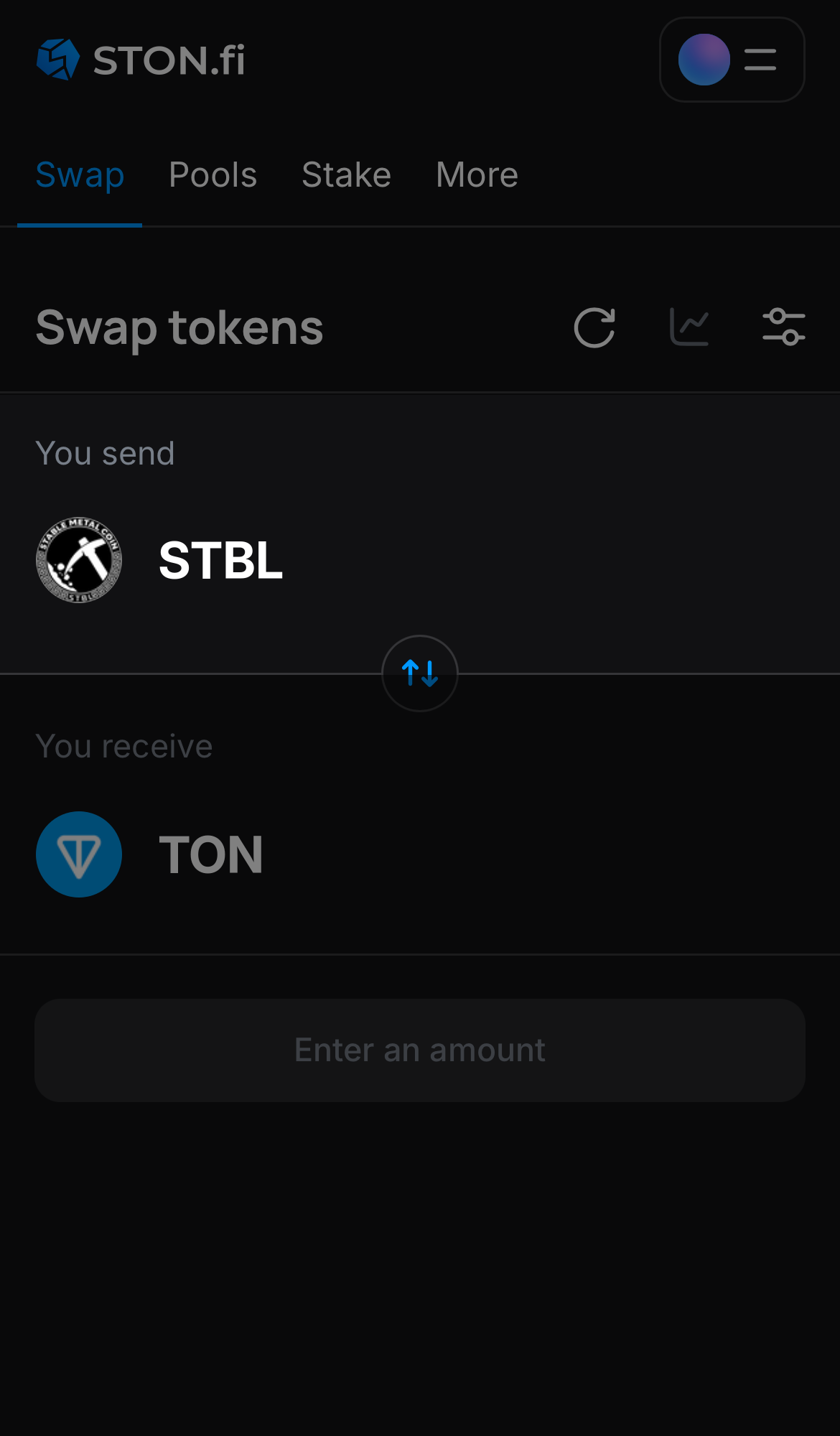 Choose STBL in the ‘You send‘ box.