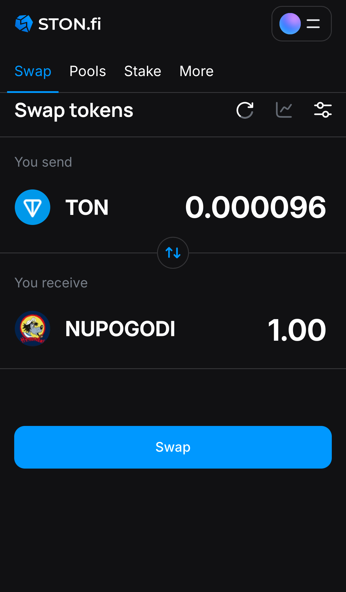 Input the quantity of tokens you‘re selling (or buying), and let the algorithm do all the calculations.