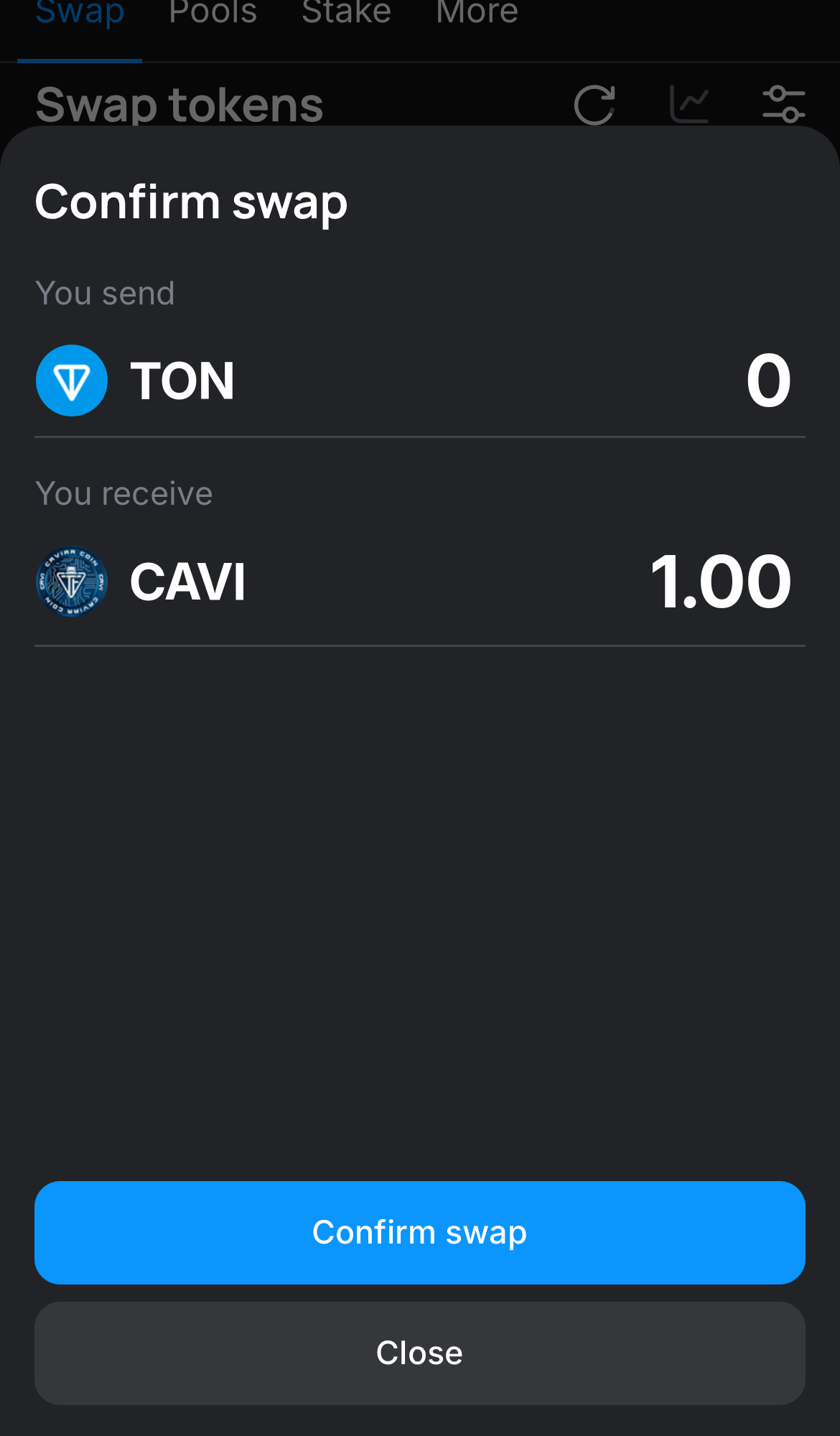 Klik ‘Swap‘, periksa kembali detailnya, dan konfirmasi transaksi dengan mengklik tombol ‘Confirm swap‘.