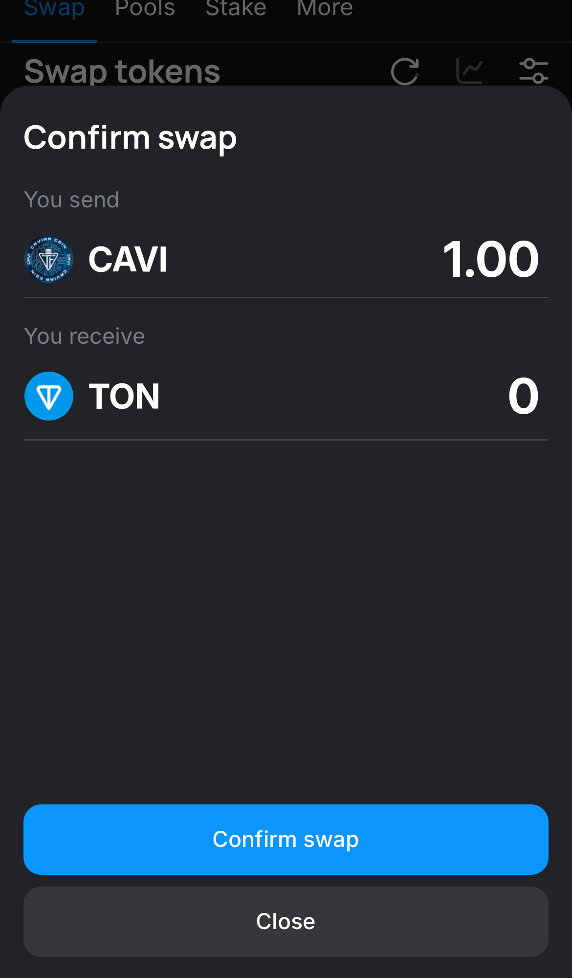 Klik ‘Swap‘, periksa kembali detailnya, dan konfirmasi transaksi dengan mengklik tombol ‘Confirm swap‘.