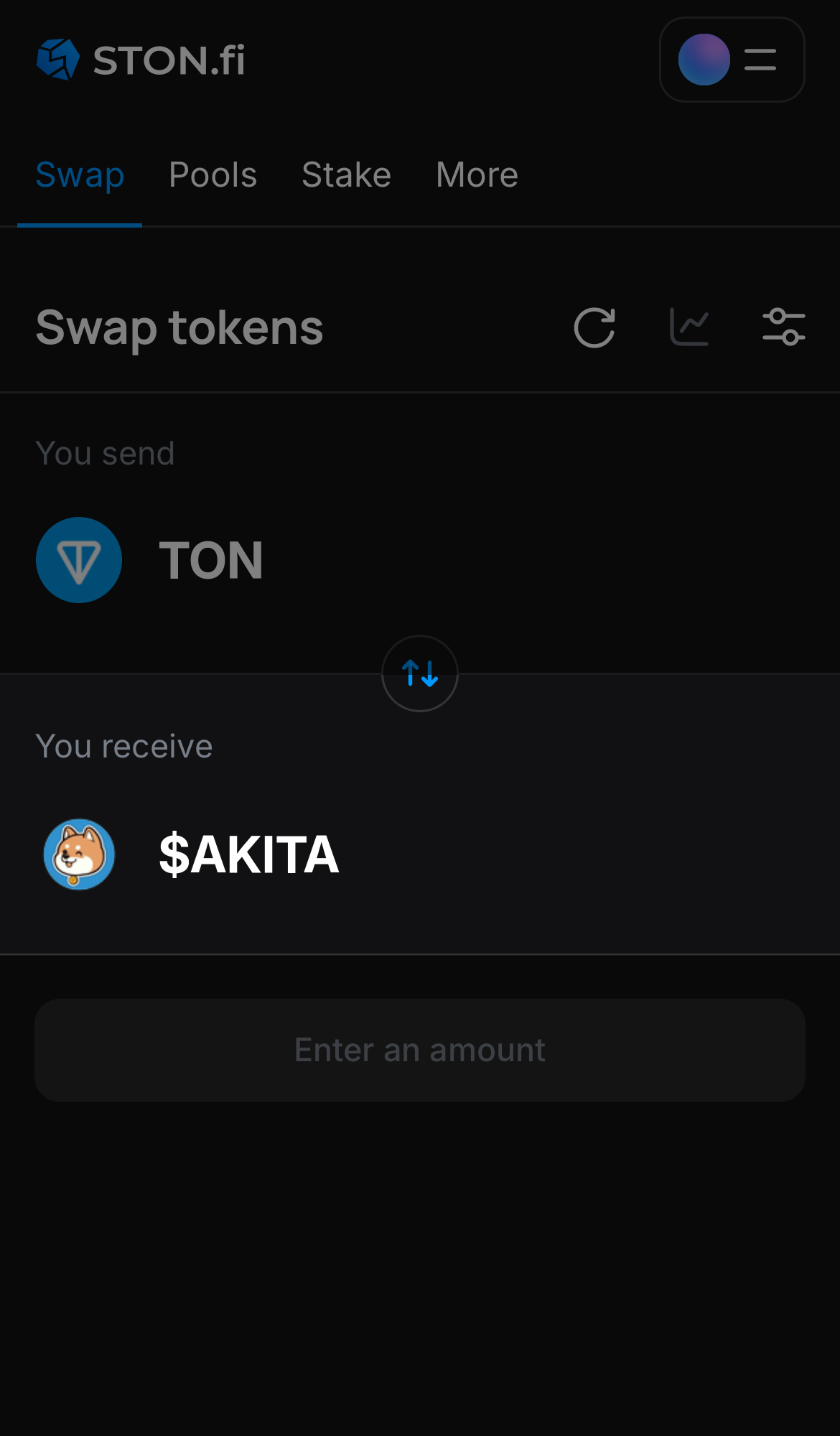 Chọn $AKITA trong ô ‘You receive‘.