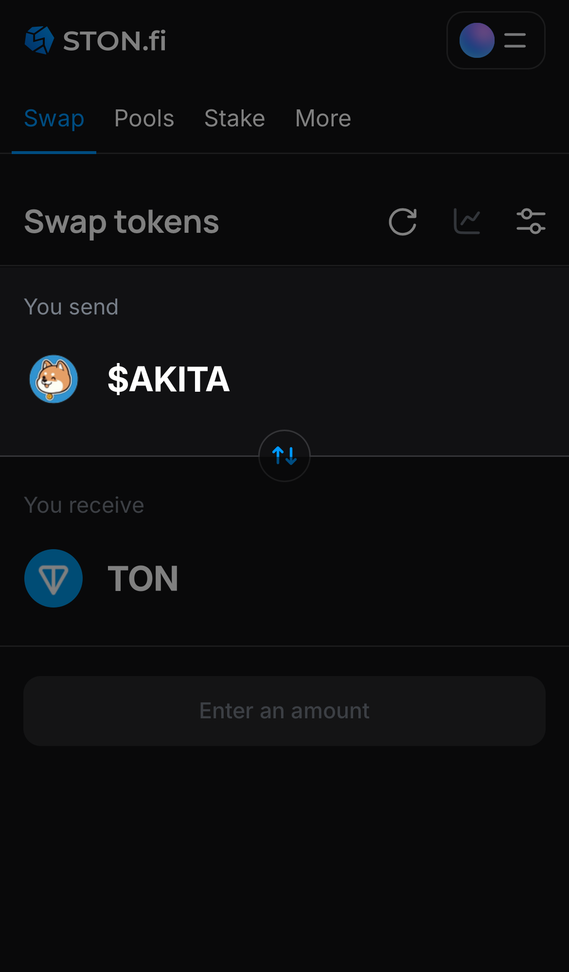 Chọn $AKITA trong ô ‘You send‘.