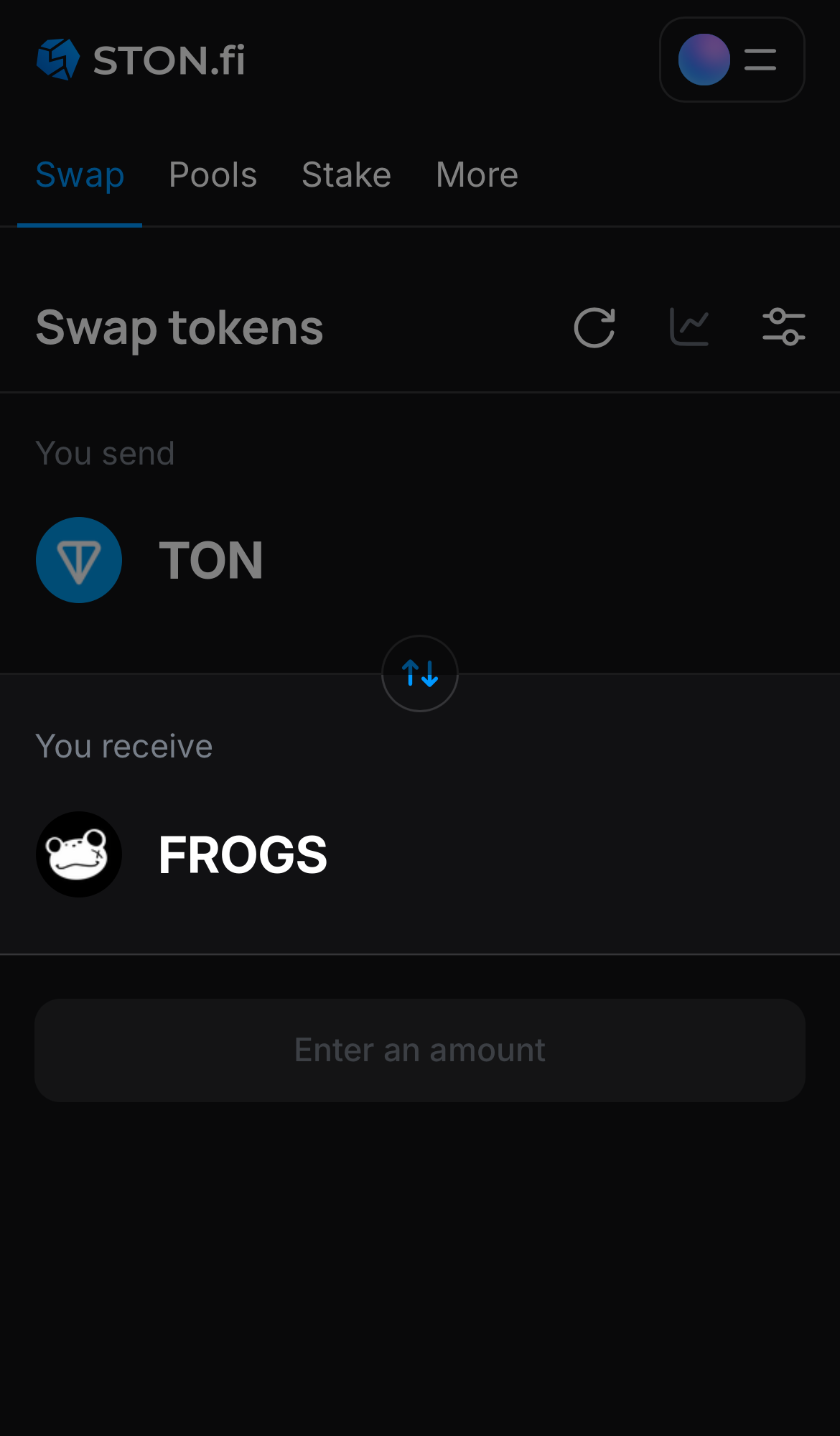 Selecione FROGS na caixa ‘You receive‘.