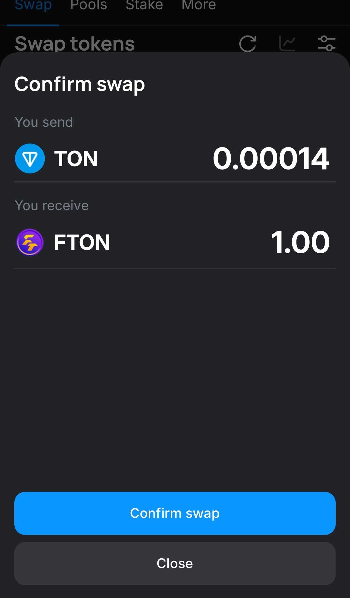 Nhấn ‘Swap‘, kiểm tra lại các chi tiết, và xác nhận giao dịch bằng cách nhấn nút ‘Confirm swap‘.