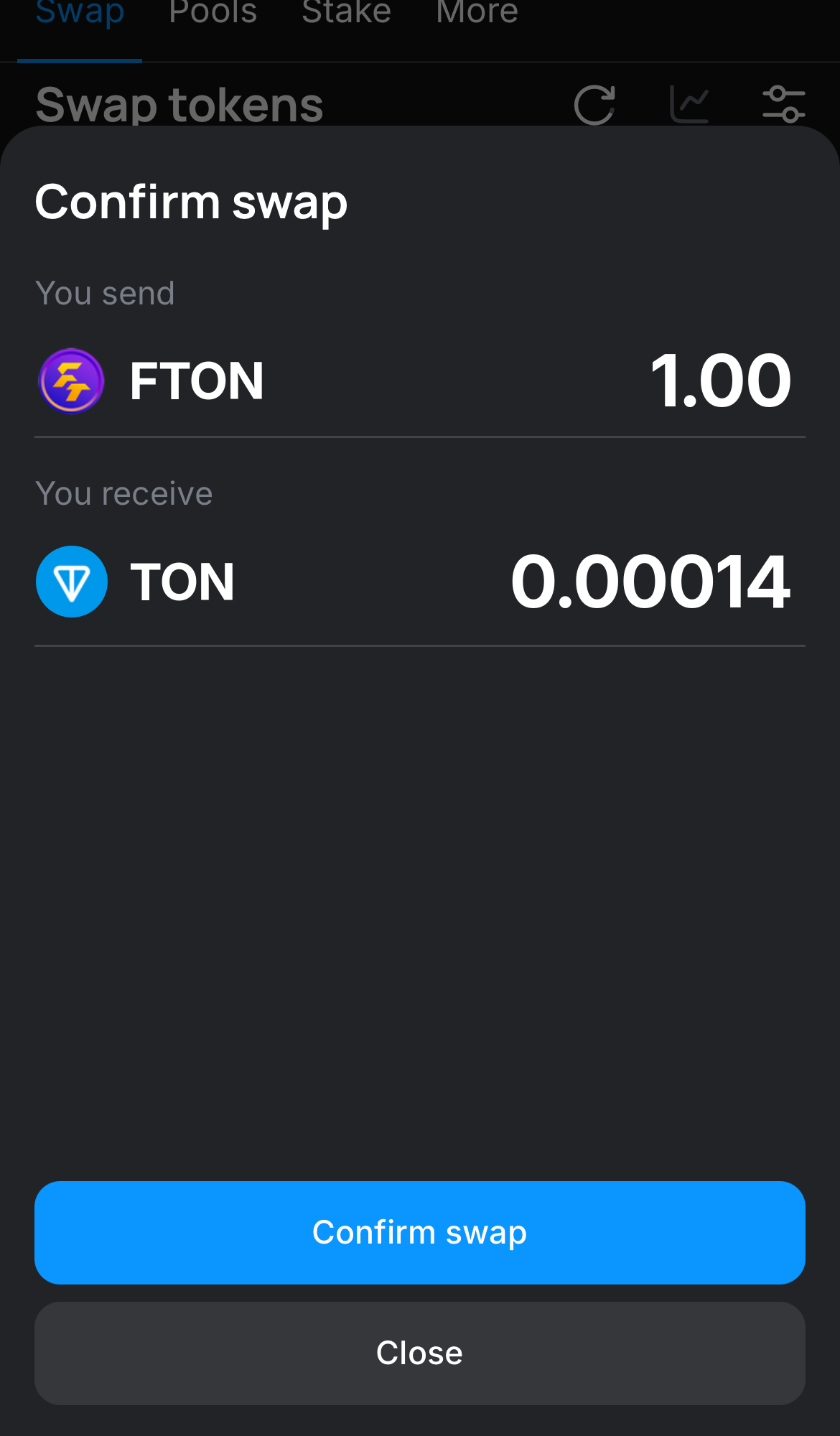 Nhấn ‘Swap‘, kiểm tra lại các chi tiết, và xác nhận giao dịch bằng cách nhấn nút ‘Confirm swap‘.