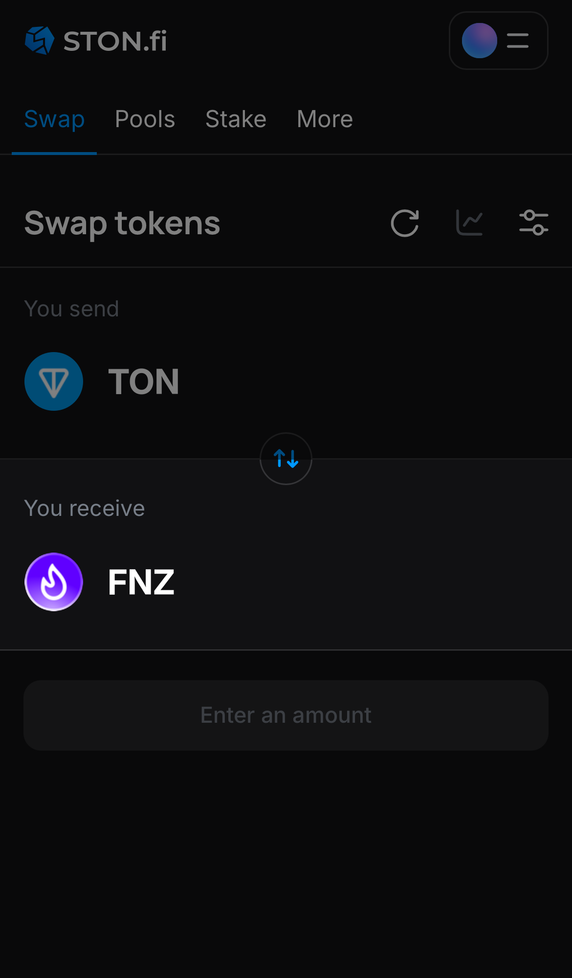 Selecione FNZ na caixa ‘You receive‘.
