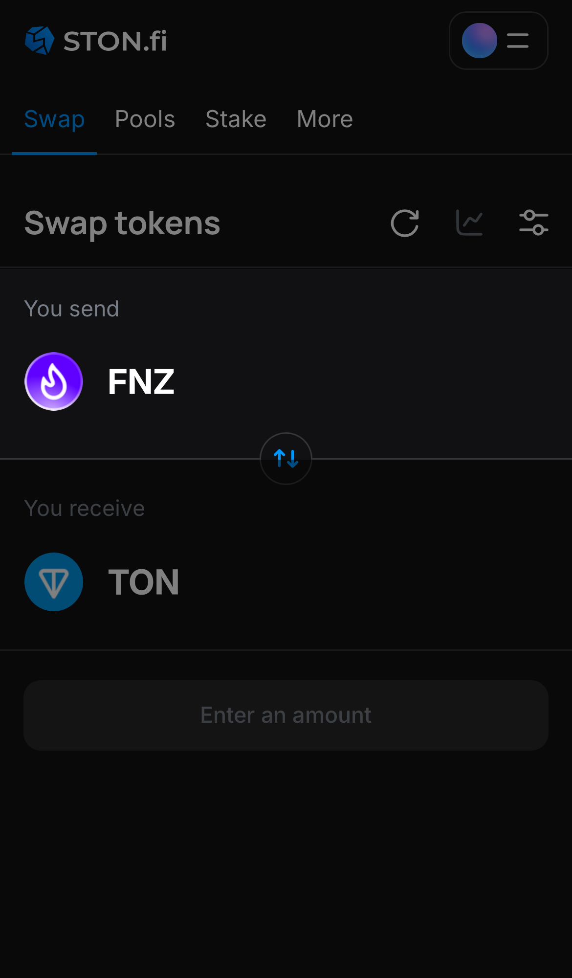 Selecione FNZ na caixa ‘You send‘.