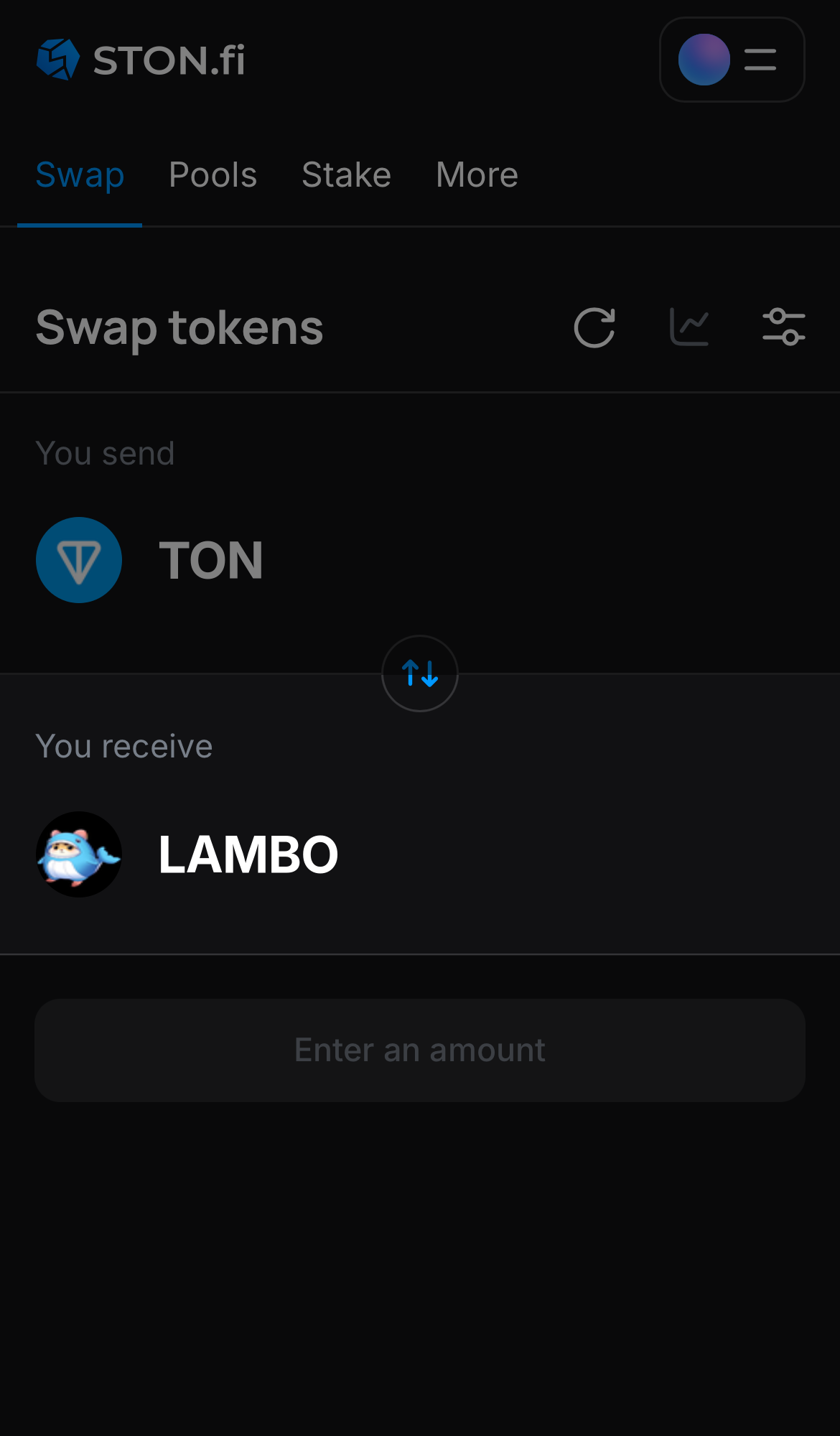 Choose LAMBO in the ‘You receive‘ box.