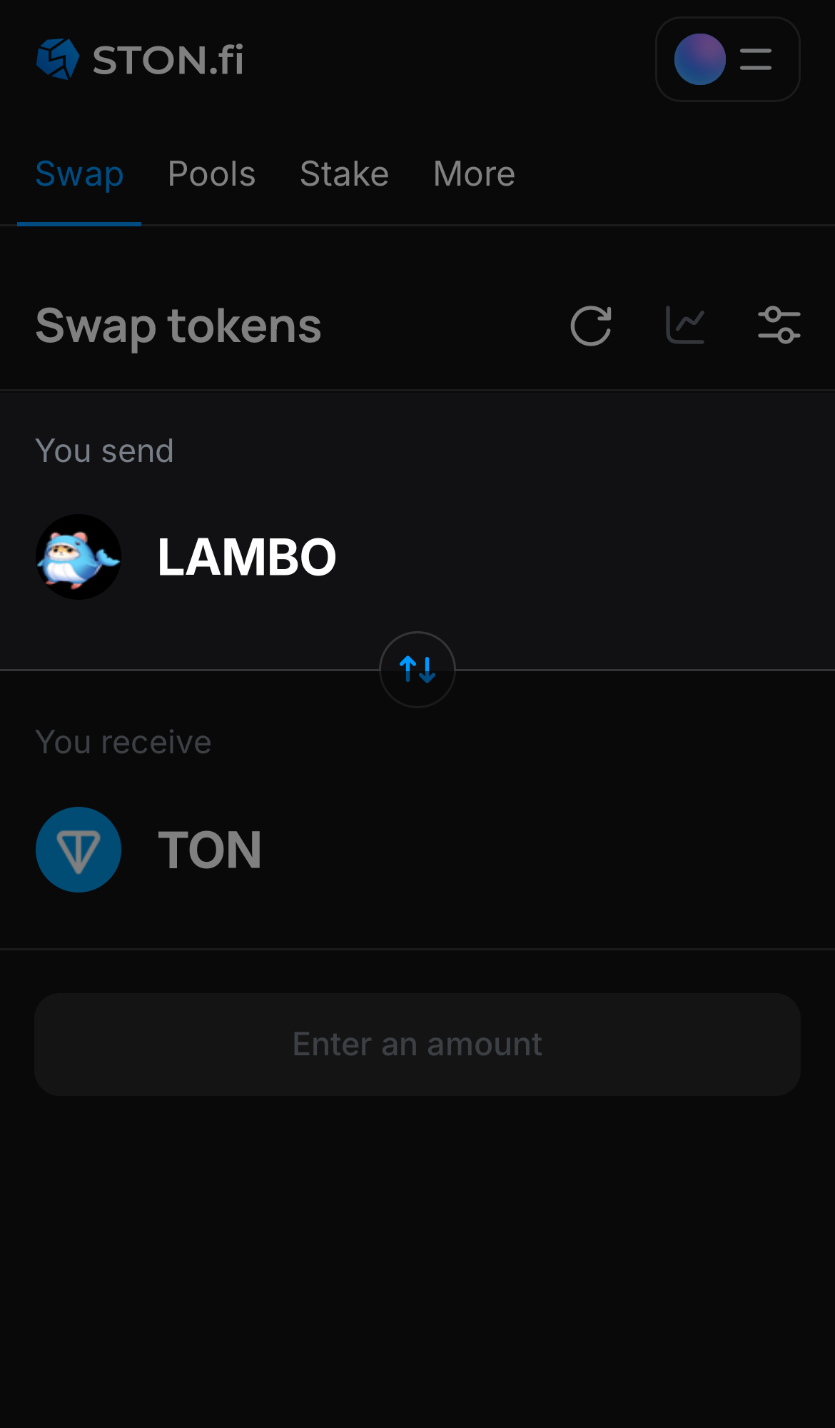 Choose LAMBO in the ‘You send‘ box.