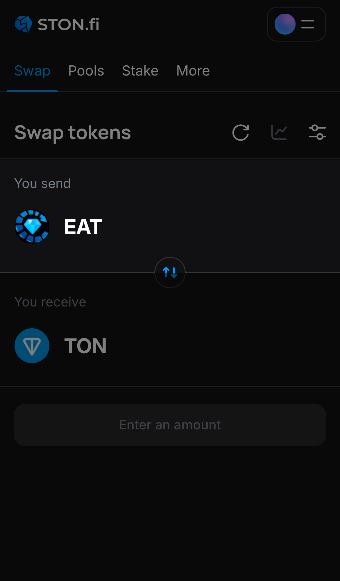 Selecione EAT na caixa ‘You send‘.