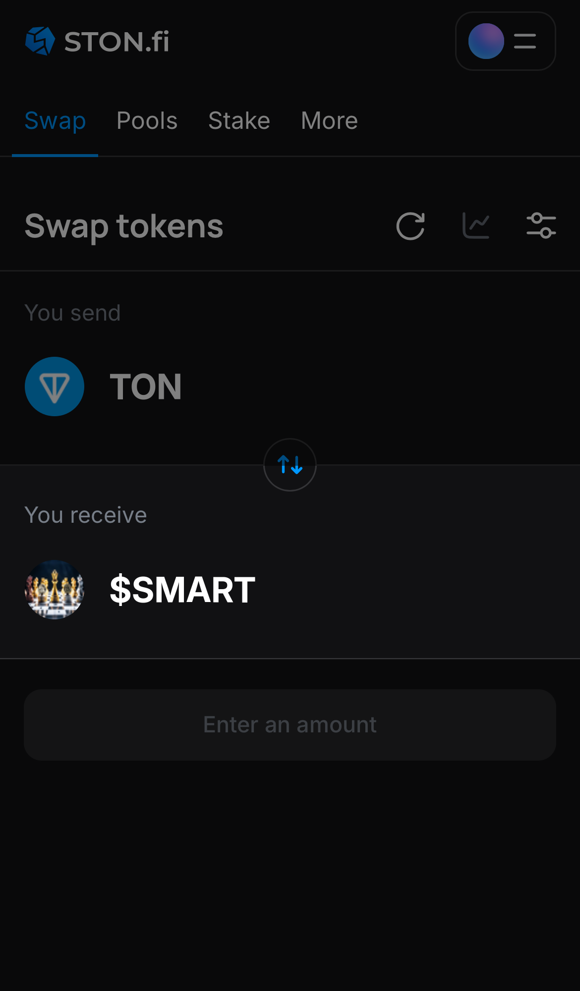 Selecione $SMART na caixa ‘You receive‘.