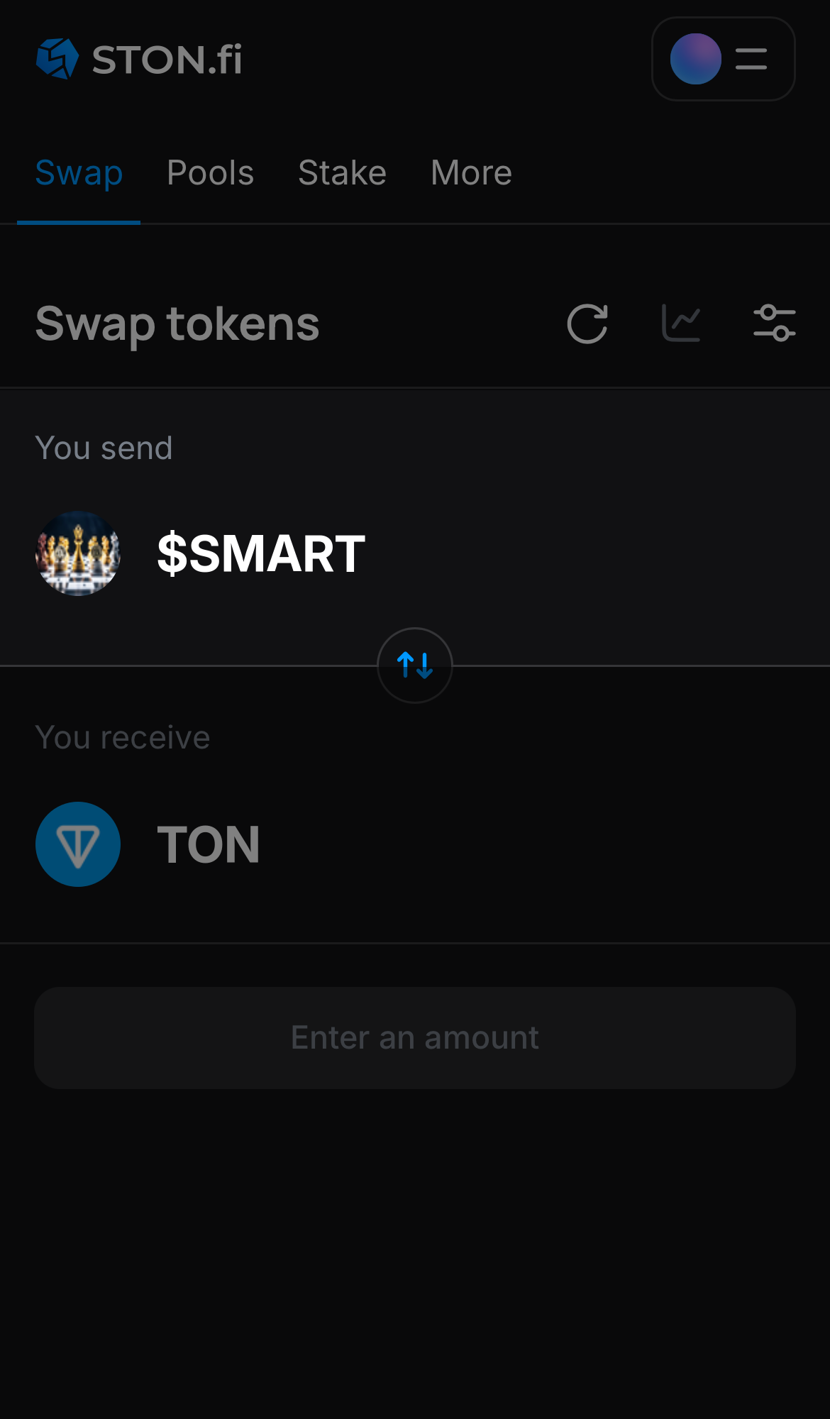 Selecione $SMART na caixa ‘You send‘.