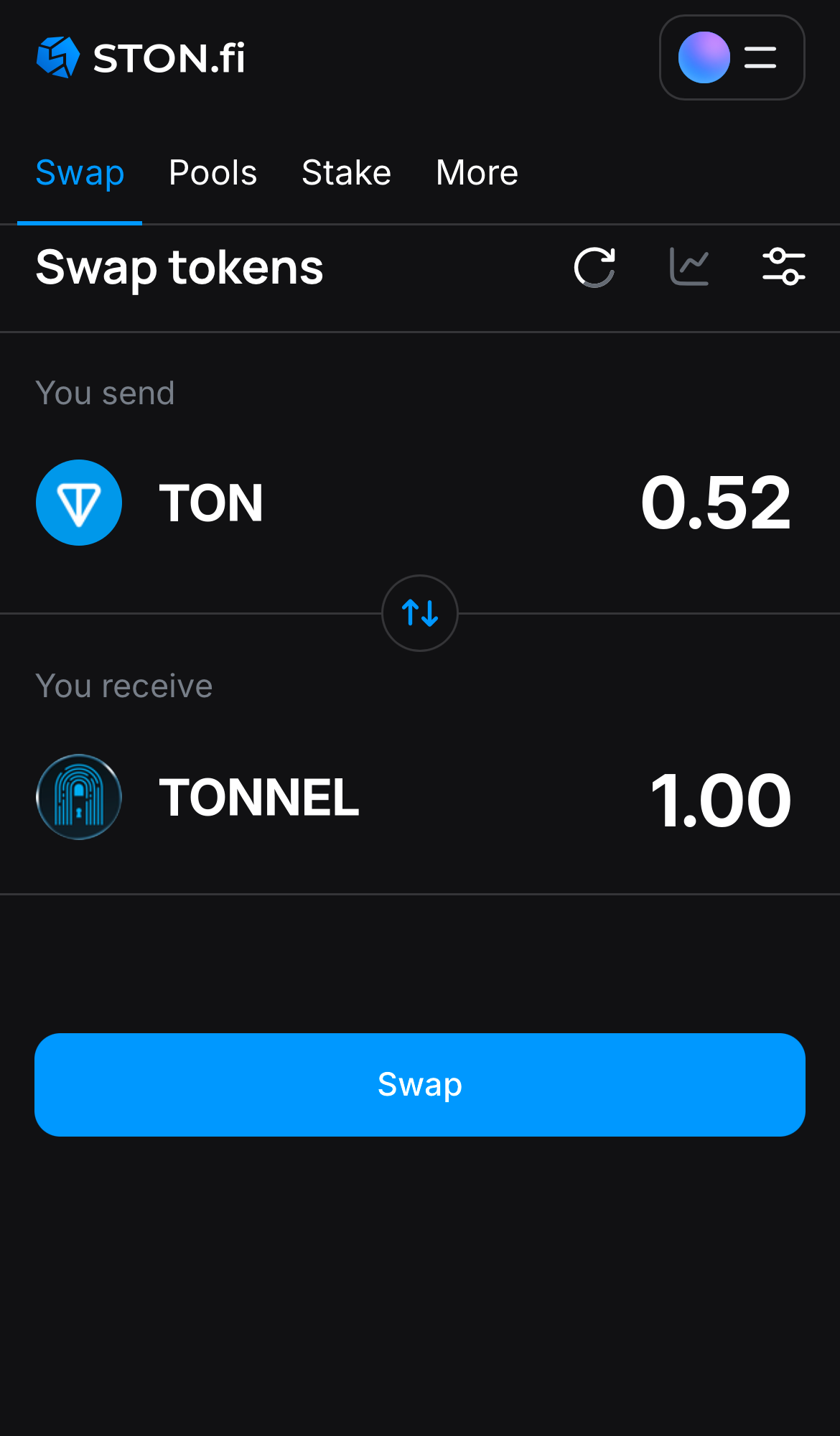 Input the quantity of tokens you‘re selling (or buying), and let the algorithm do all the calculations.
