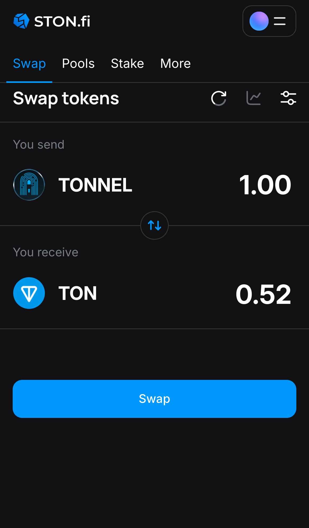 Input the quantity of tokens you‘re selling (or buying), and let the algorithm do all the calculations.