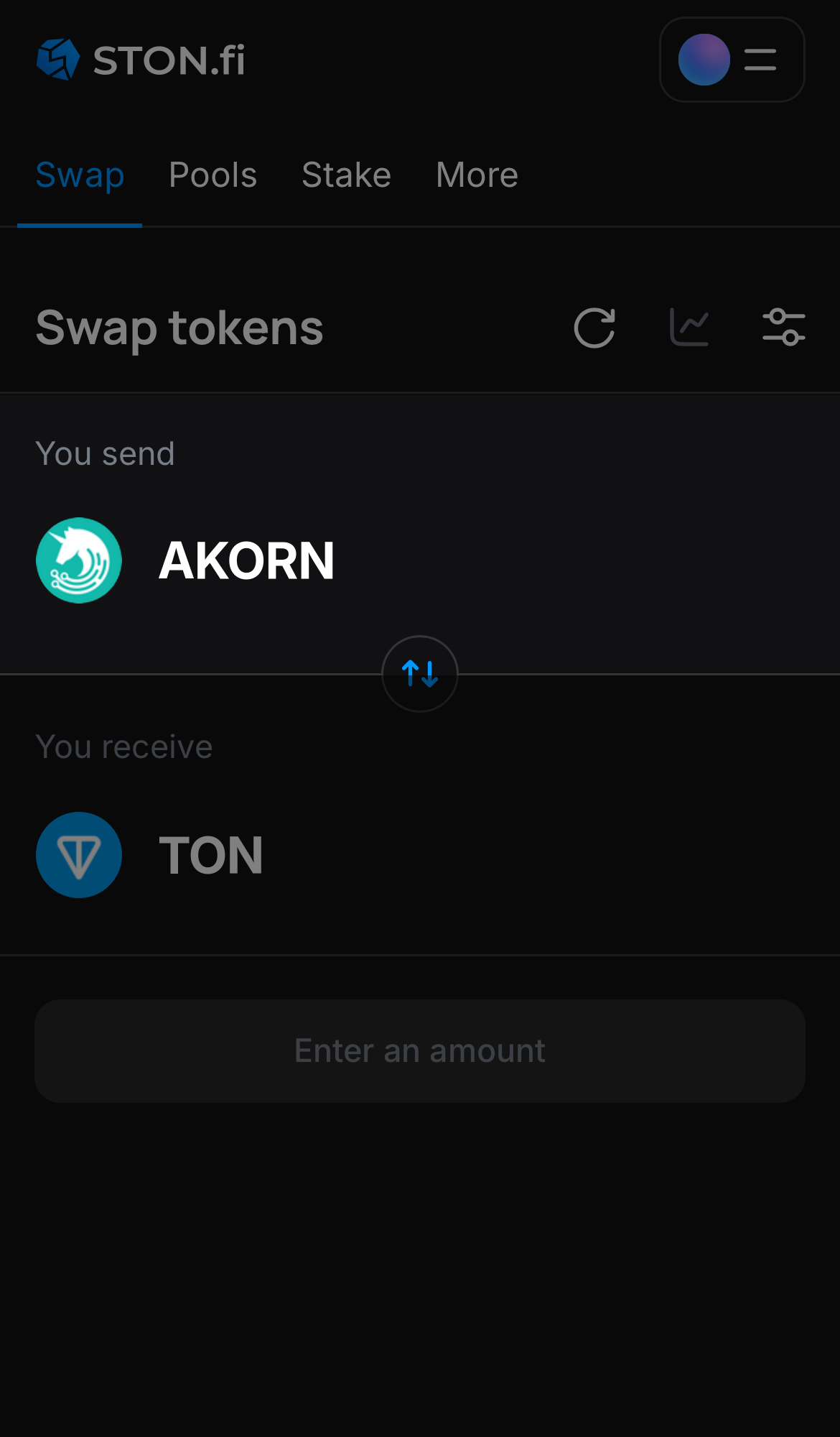 Selecione AKORN na caixa ‘You send‘.
