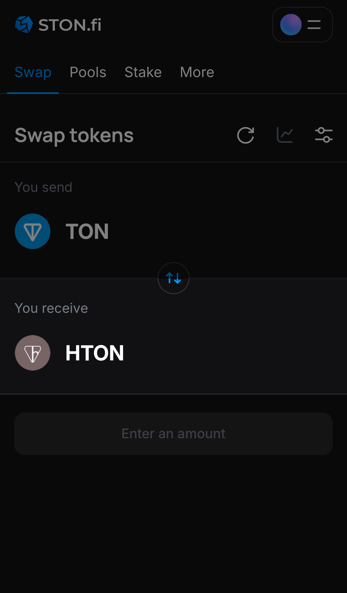 Choose hTON in the ‘You receive‘ box.