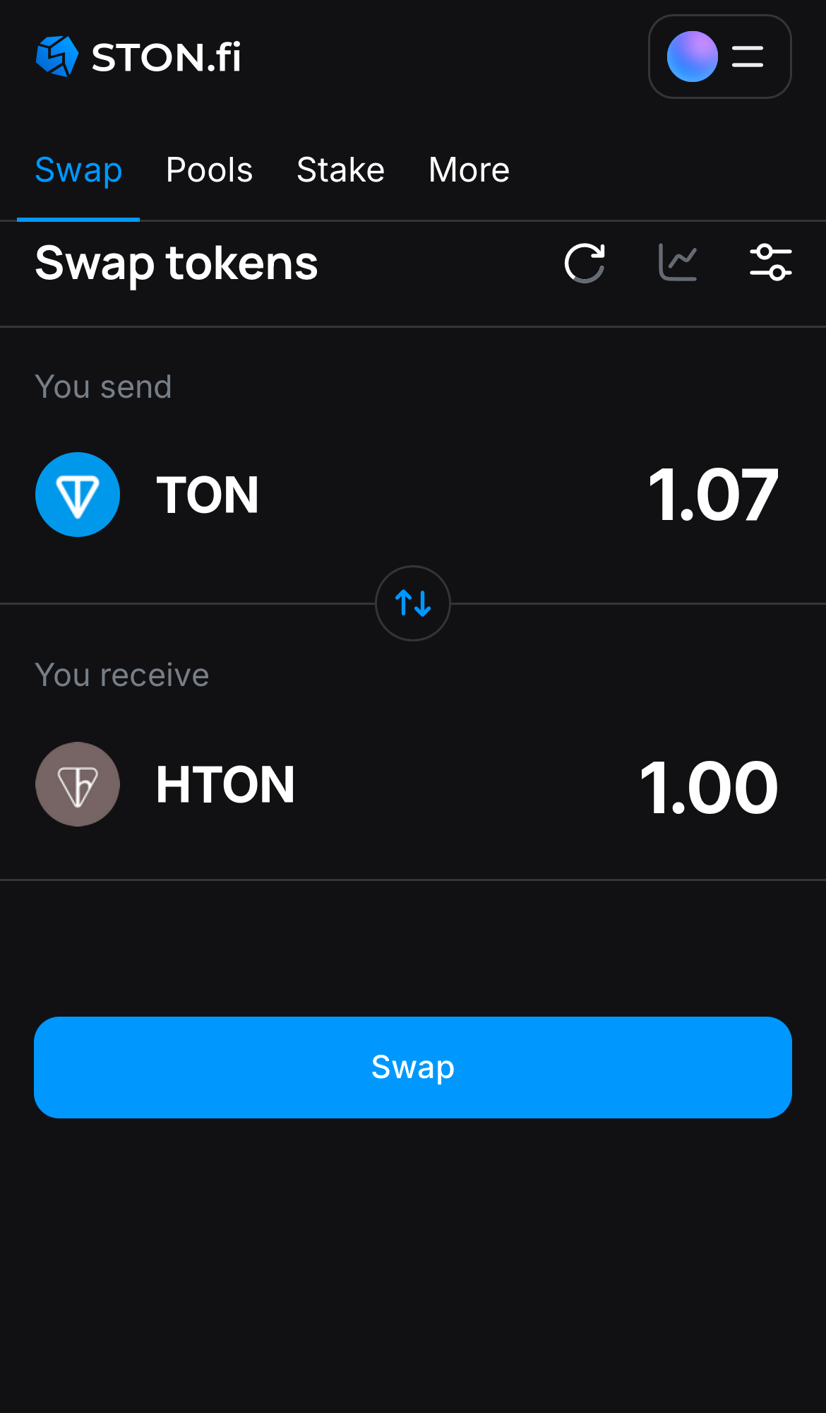 Input the quantity of tokens you‘re selling (or buying), and let the algorithm do all the calculations.