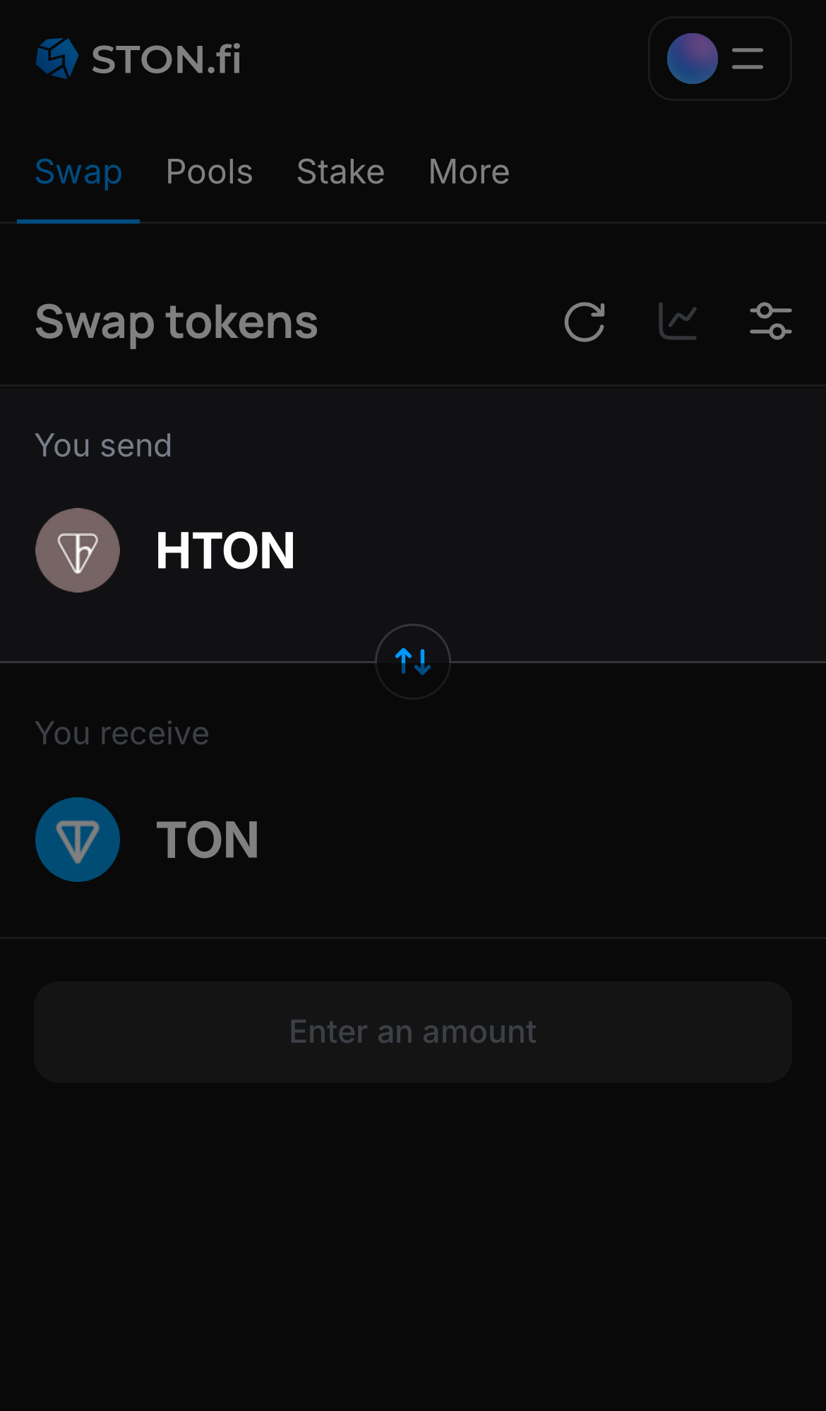 Choose hTON in the ‘You send‘ box.
