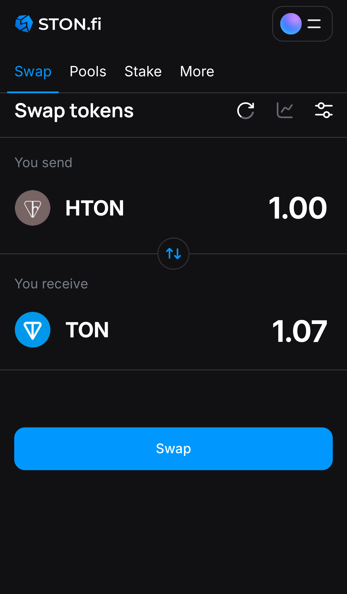 Input the quantity of tokens you‘re selling (or buying), and let the algorithm do all the calculations.
