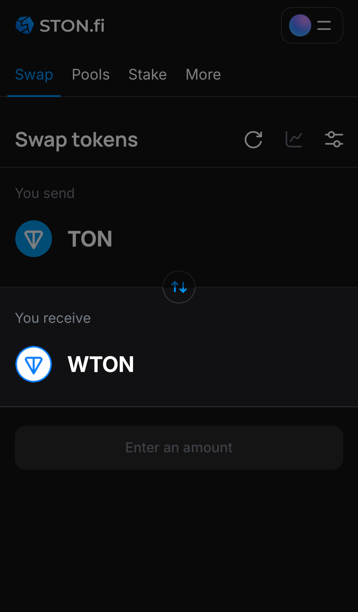 Choose WTON in the ‘You receive‘ box.