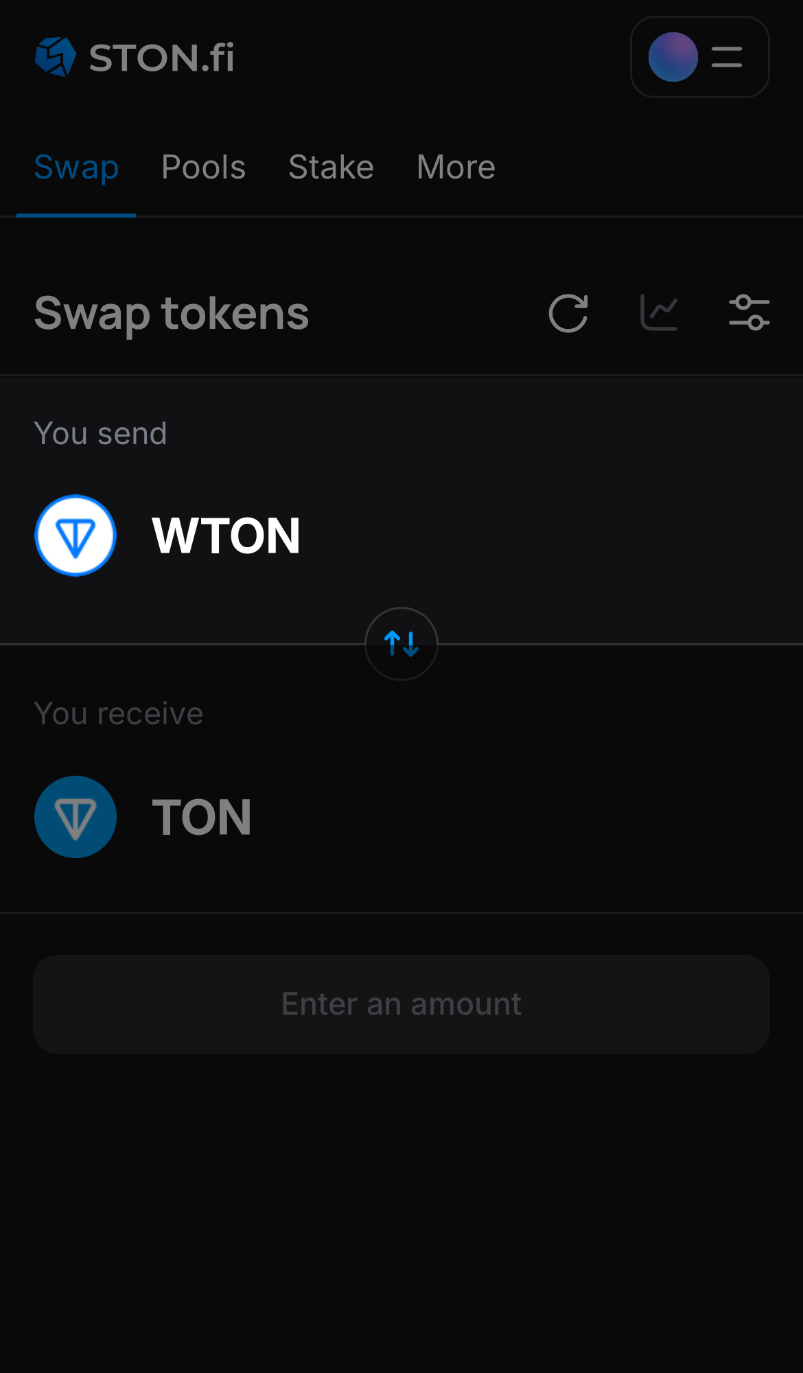 Choose WTON in the ‘You send‘ box.