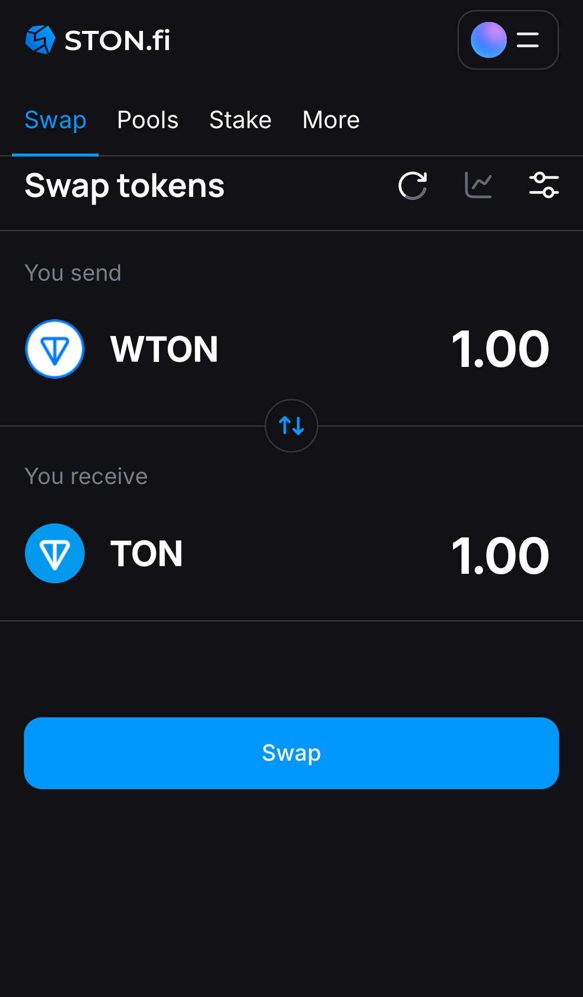 Input the quantity of tokens you‘re selling (or buying), and let the algorithm do all the calculations.