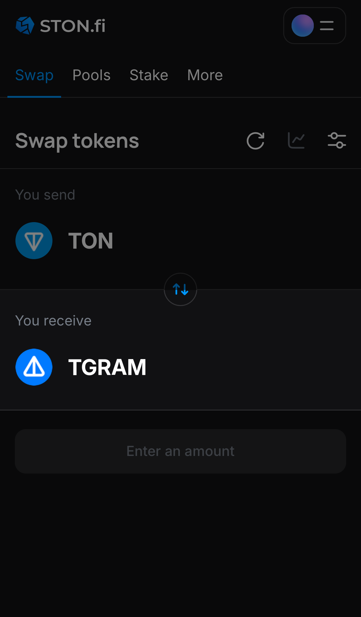 Choose TGRAM in the ‘You receive‘ box.