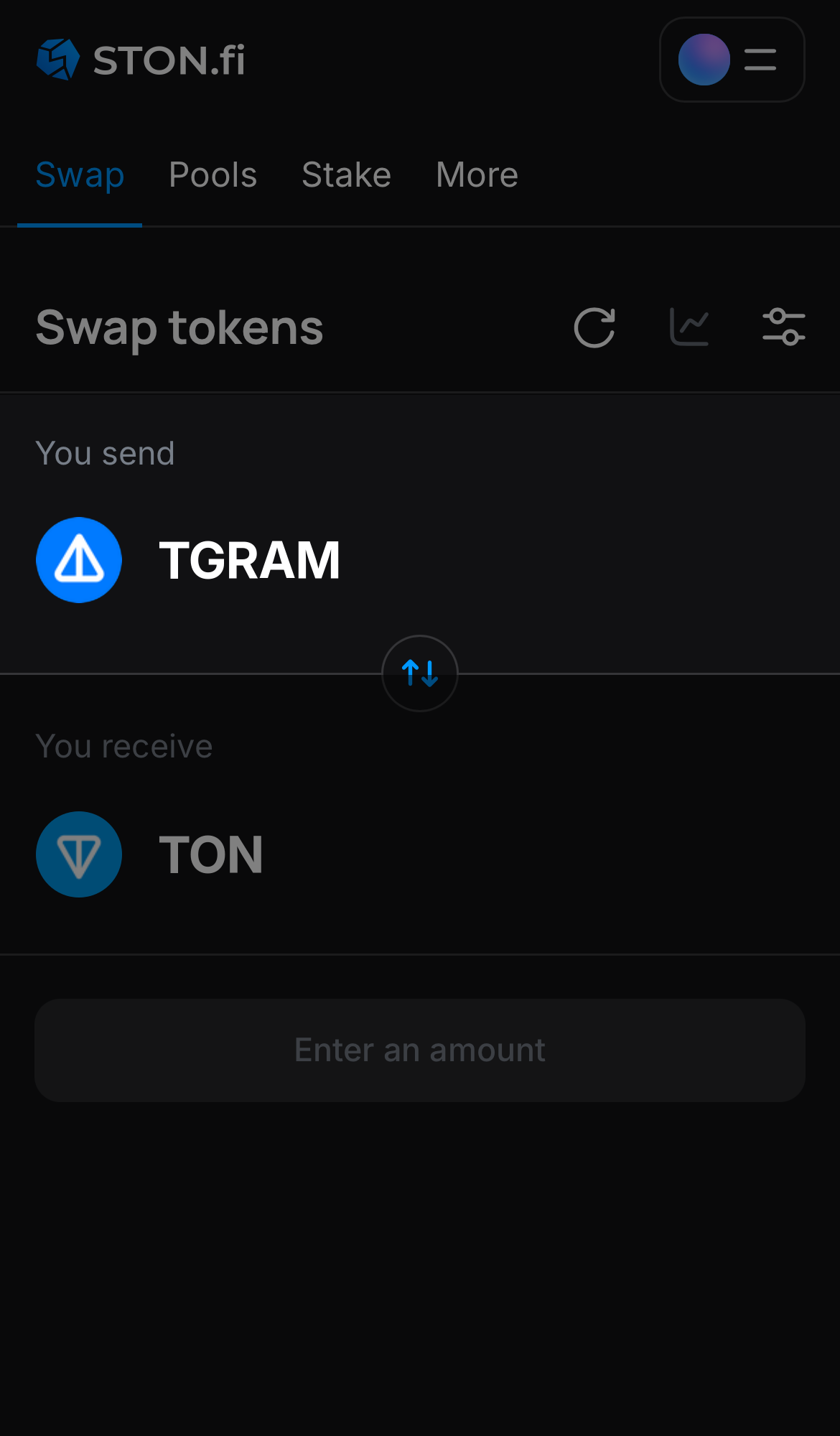 Choose TGRAM in the ‘You send‘ box.