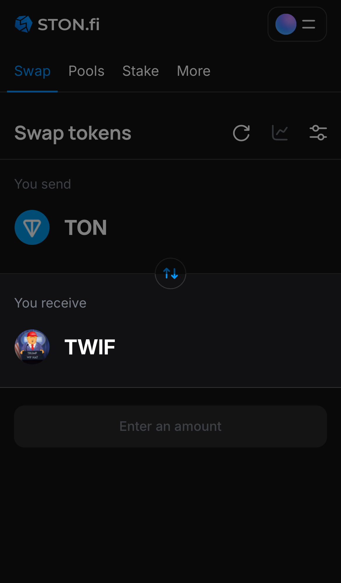 Choose TWIF in the ‘You receive‘ box.