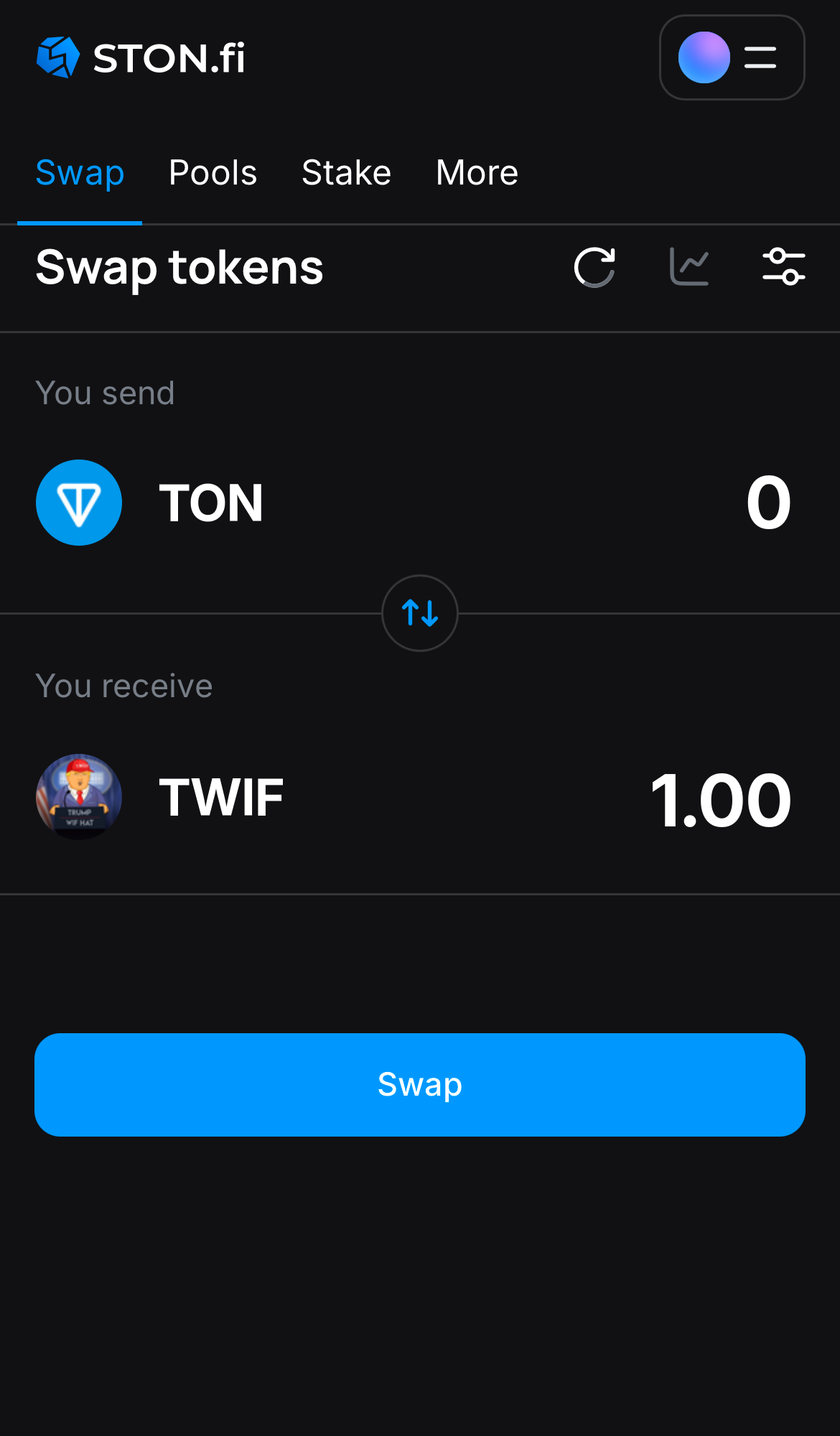 Input the quantity of tokens you‘re selling (or buying), and let the algorithm do all the calculations.