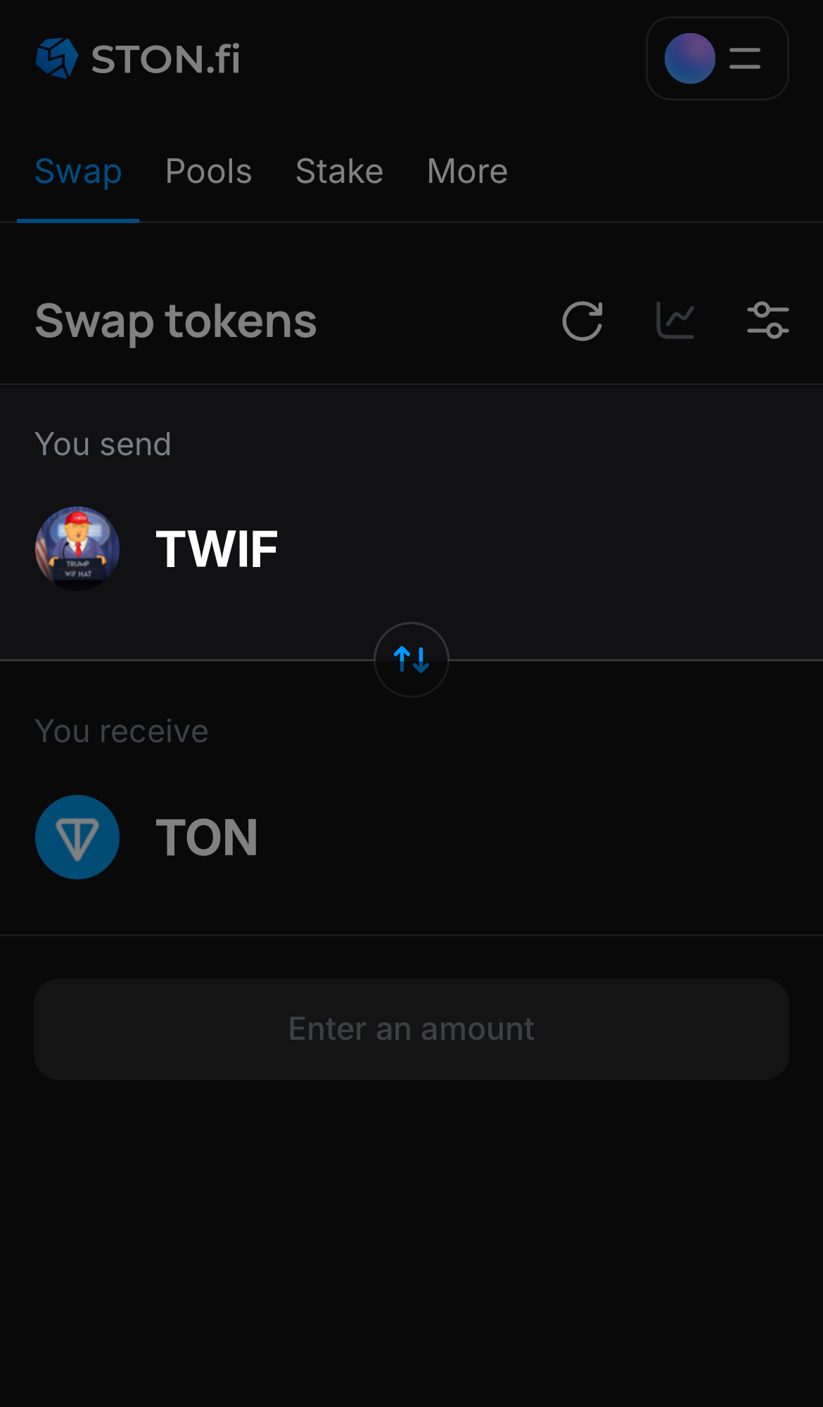 Choose TWIF in the ‘You send‘ box.