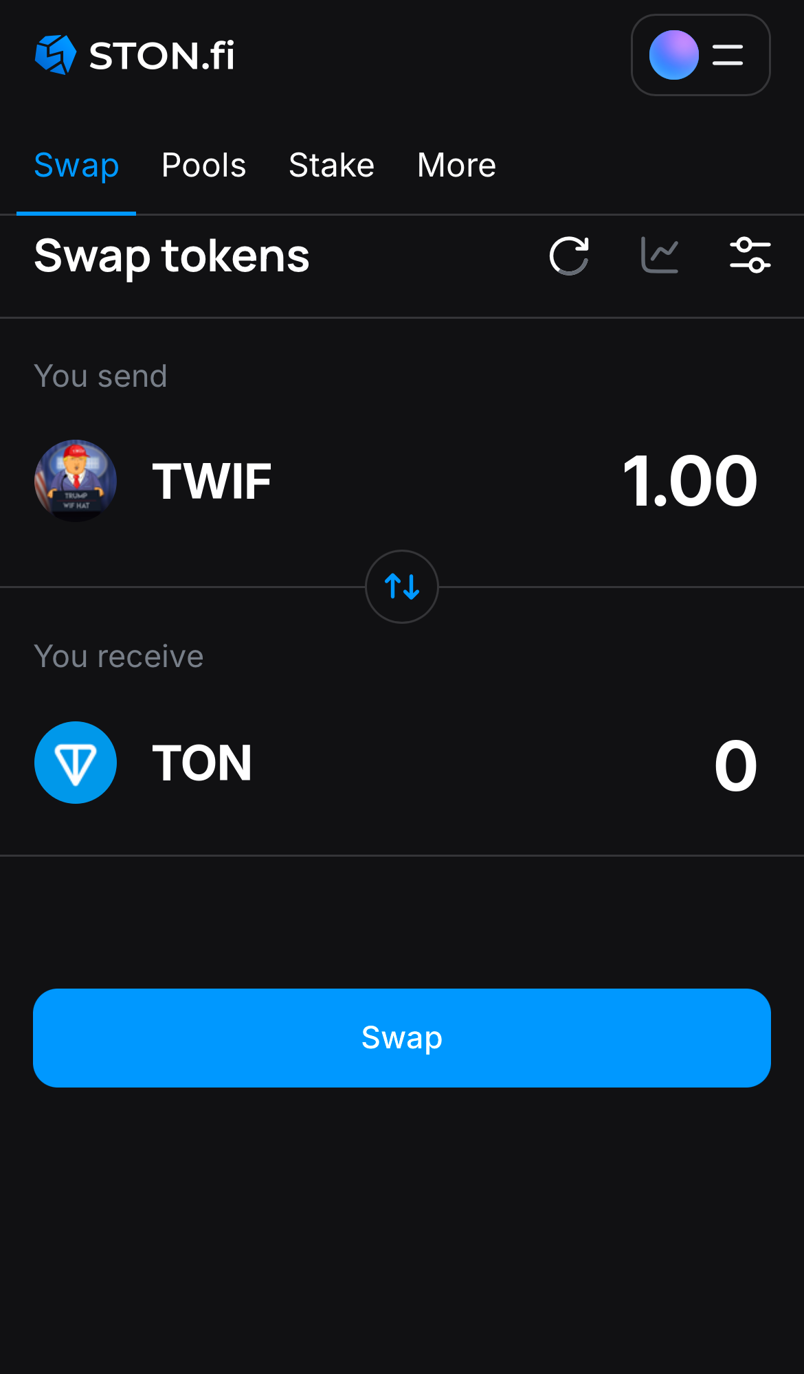 Input the quantity of tokens you‘re selling (or buying), and let the algorithm do all the calculations.