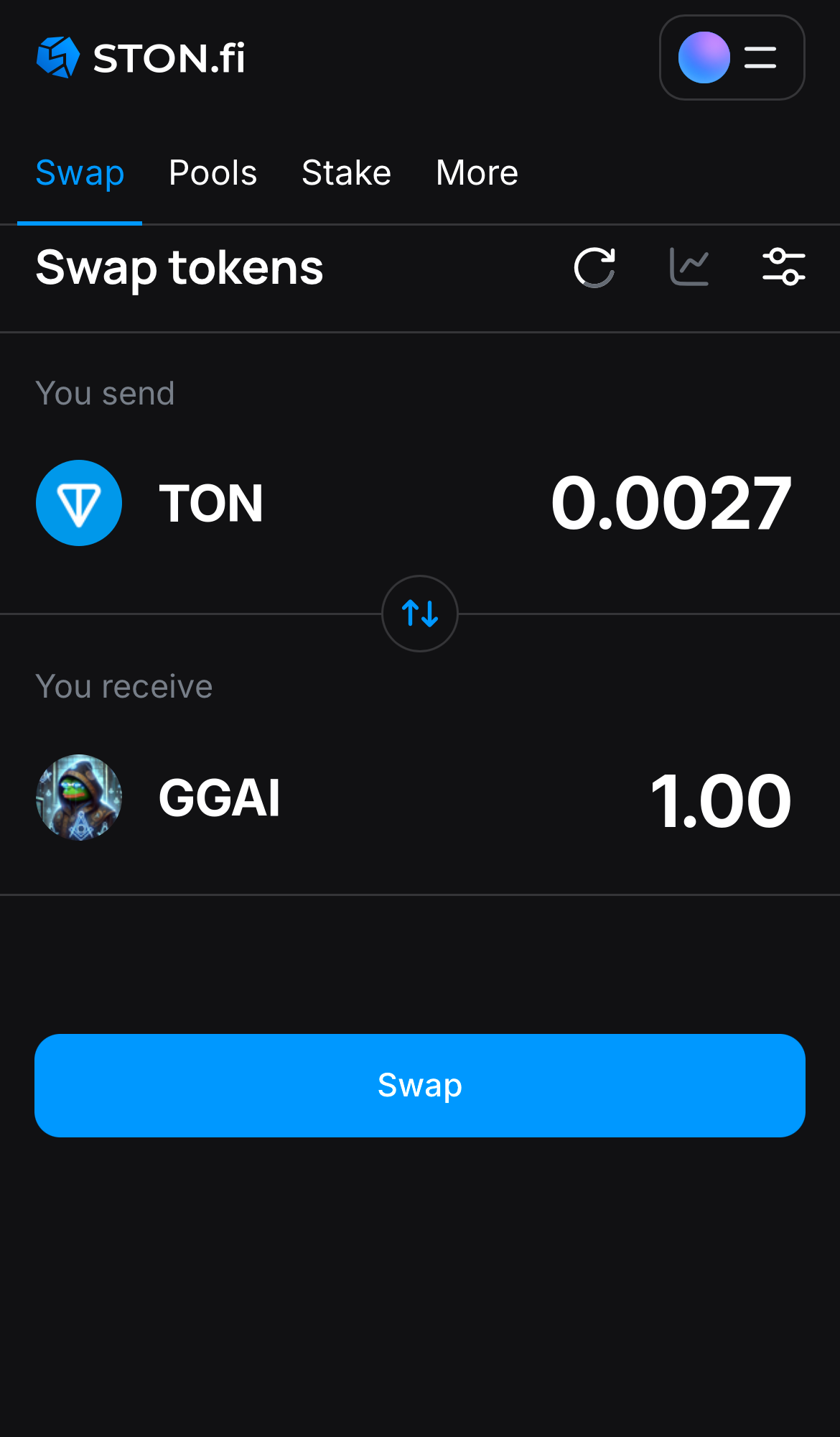 Nhập số lượng token bạn muốn bán (hoặc mua), và để thuật toán tự động tính toán.