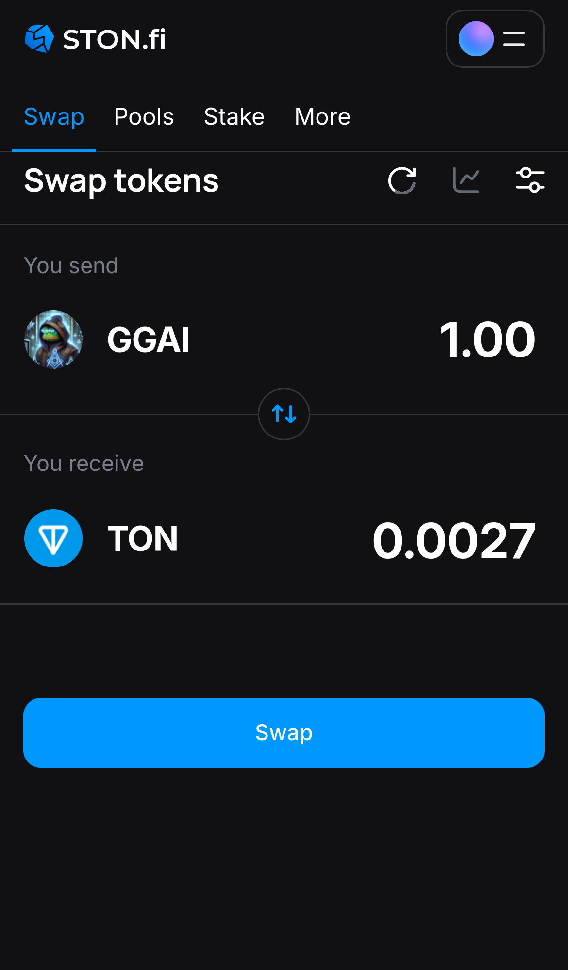 Nhập số lượng token bạn muốn bán (hoặc mua), và để thuật toán tự động tính toán.