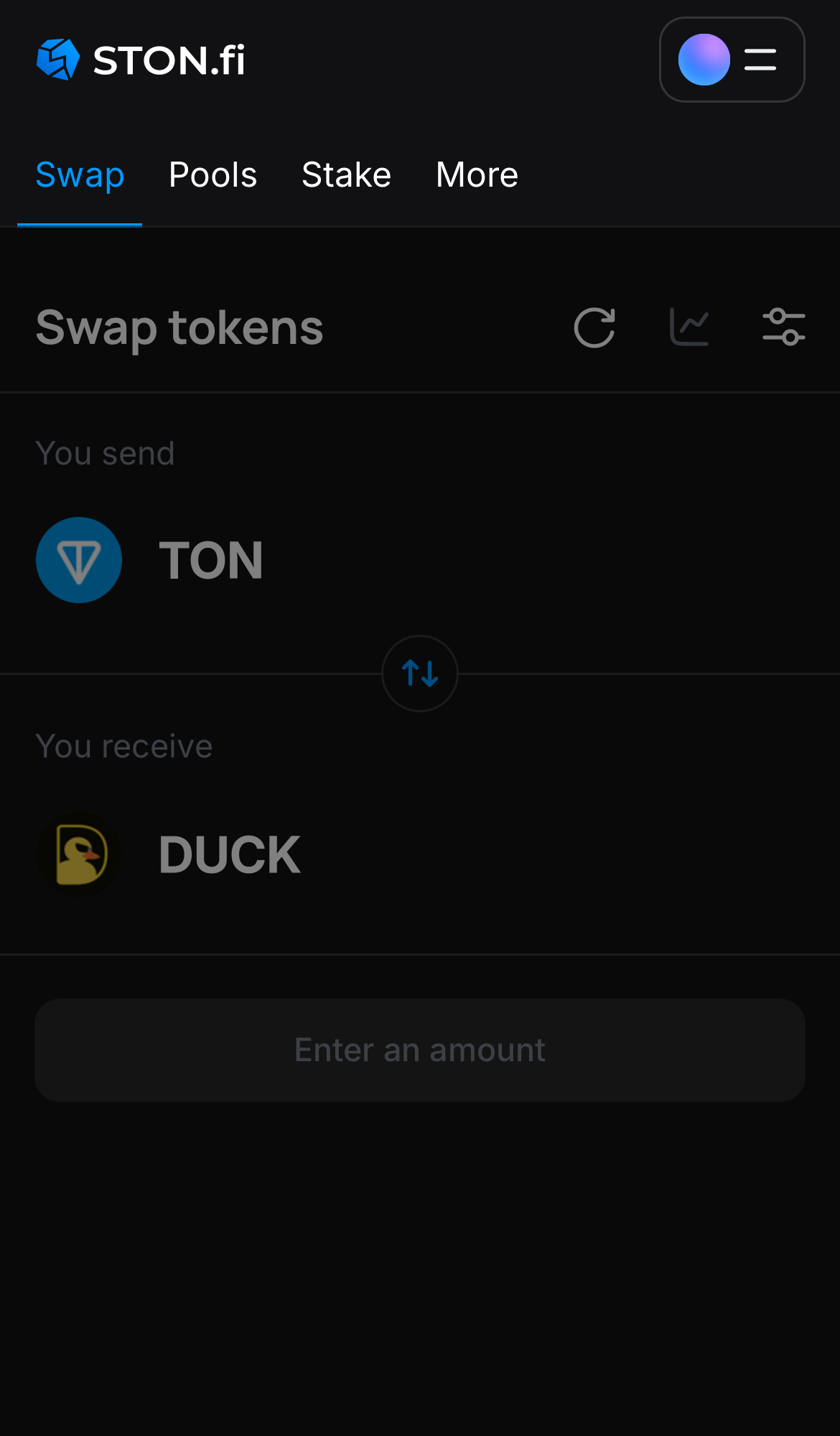 Buka aplikasi STON.fi dan buka tab ‘Swap‘.