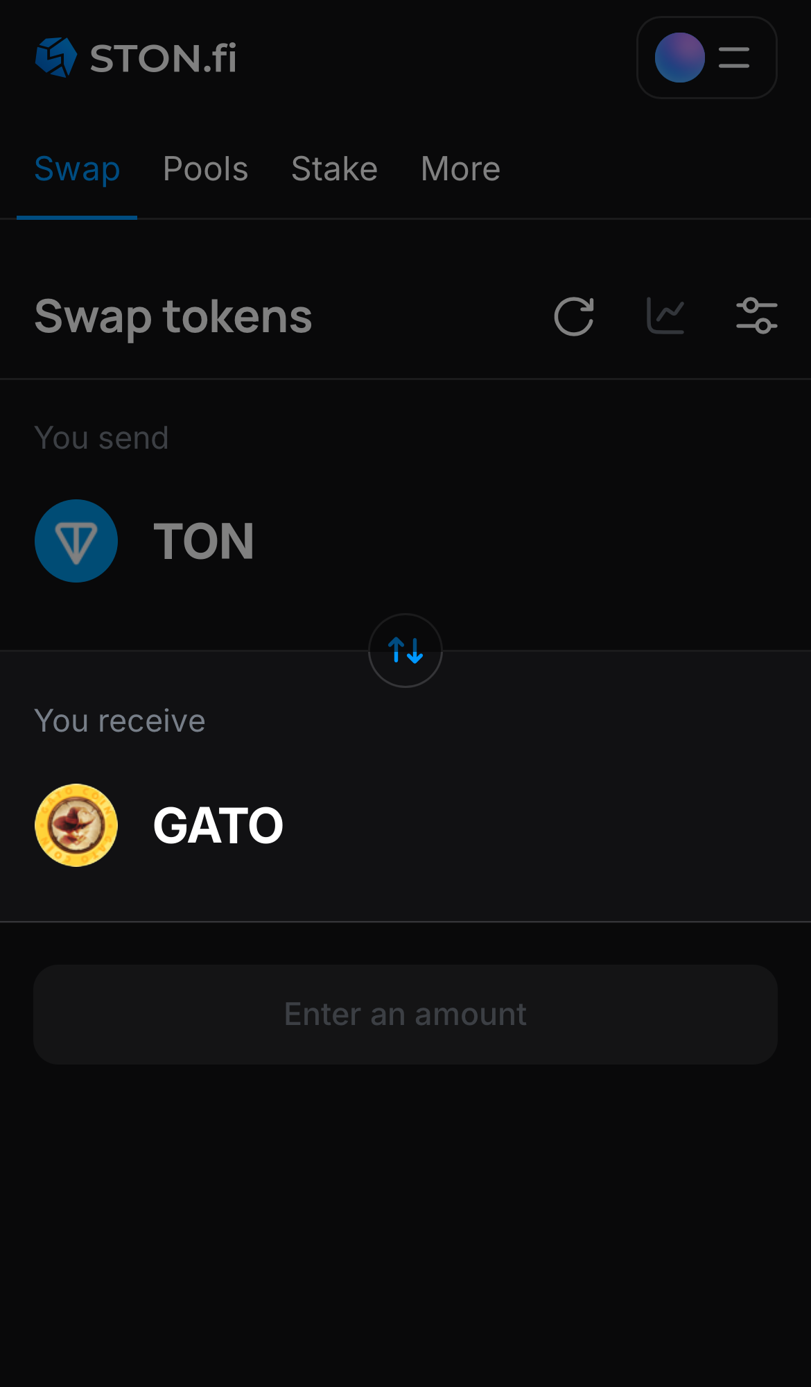 Choose GATO in the ‘You receive‘ box.