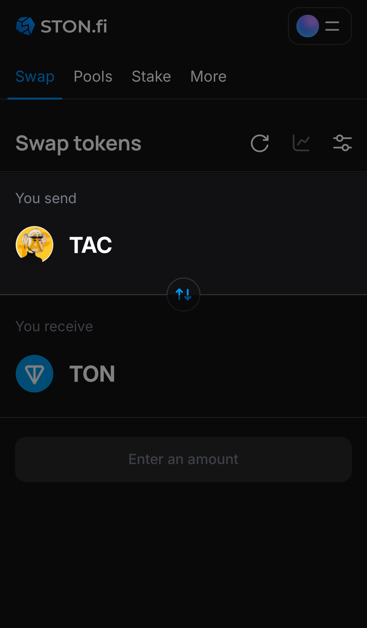 Choose TAC in the ‘You send‘ box.