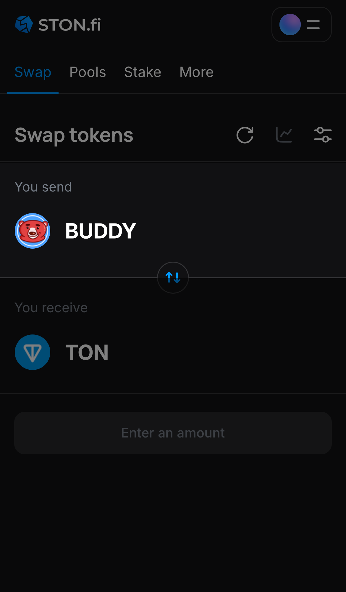 Selecione BUDDY na caixa ‘You send‘.