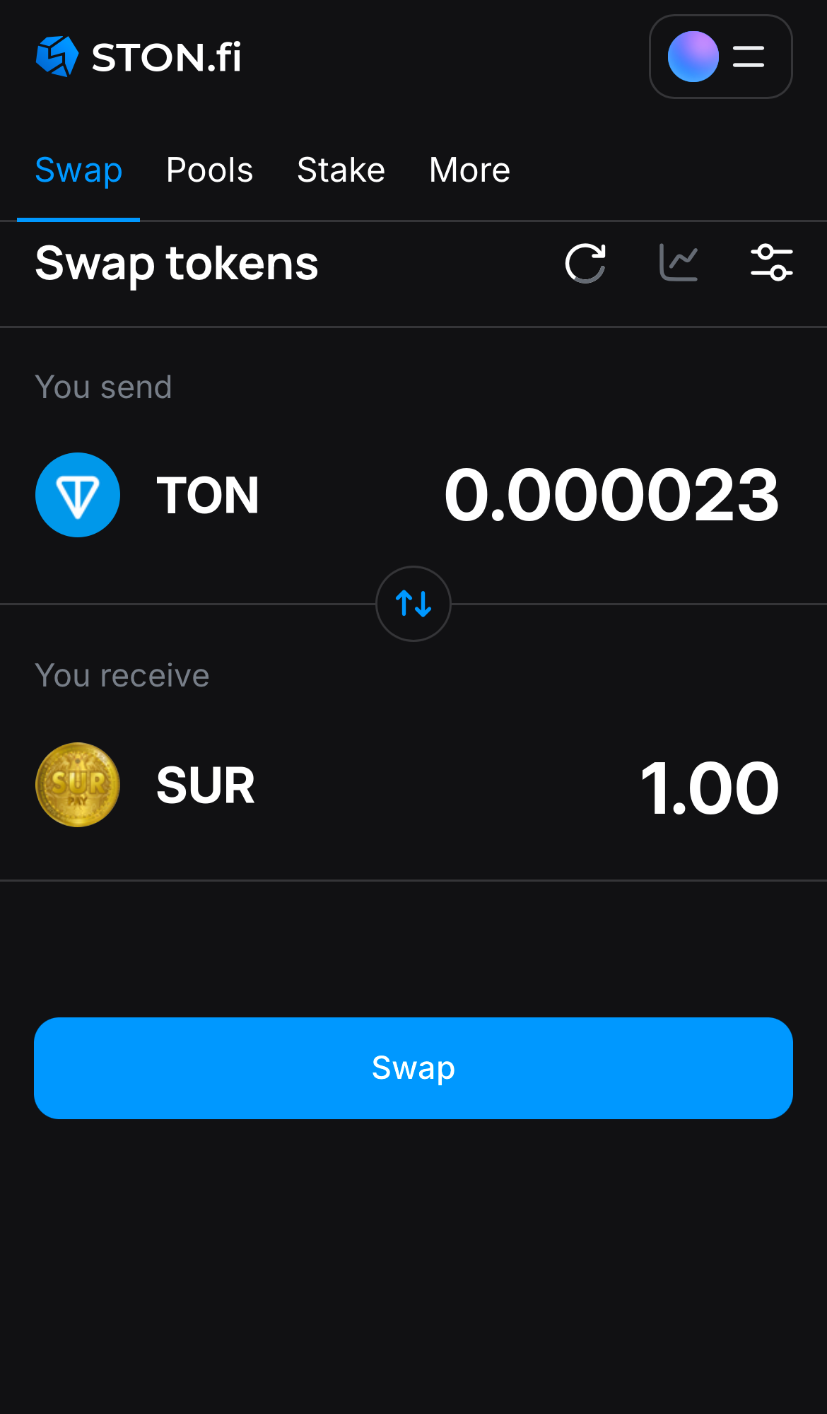 Nhập số lượng token bạn muốn bán (hoặc mua), và để thuật toán tự động tính toán.