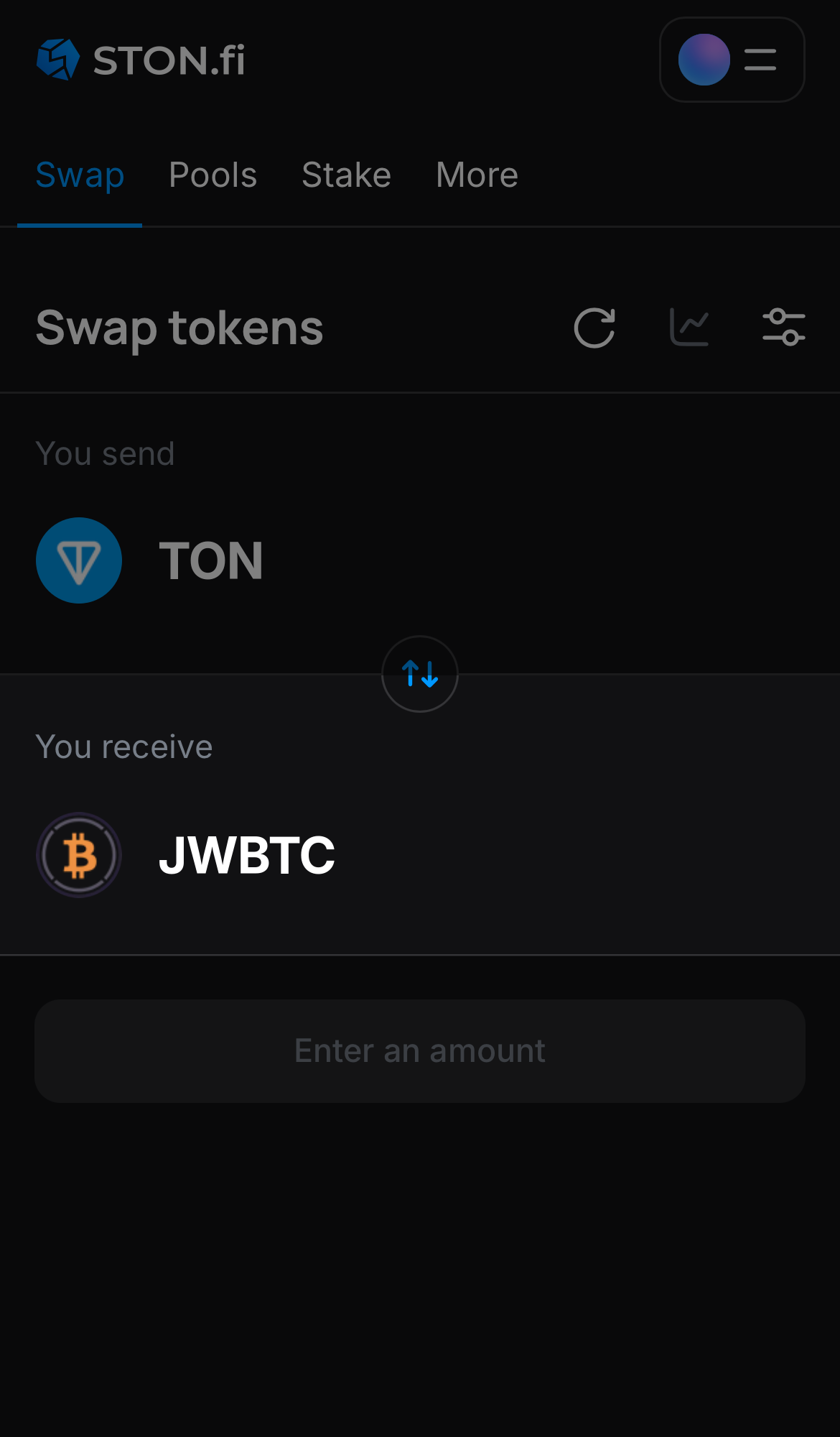 Choose jWBTC in the ‘You receive‘ box.