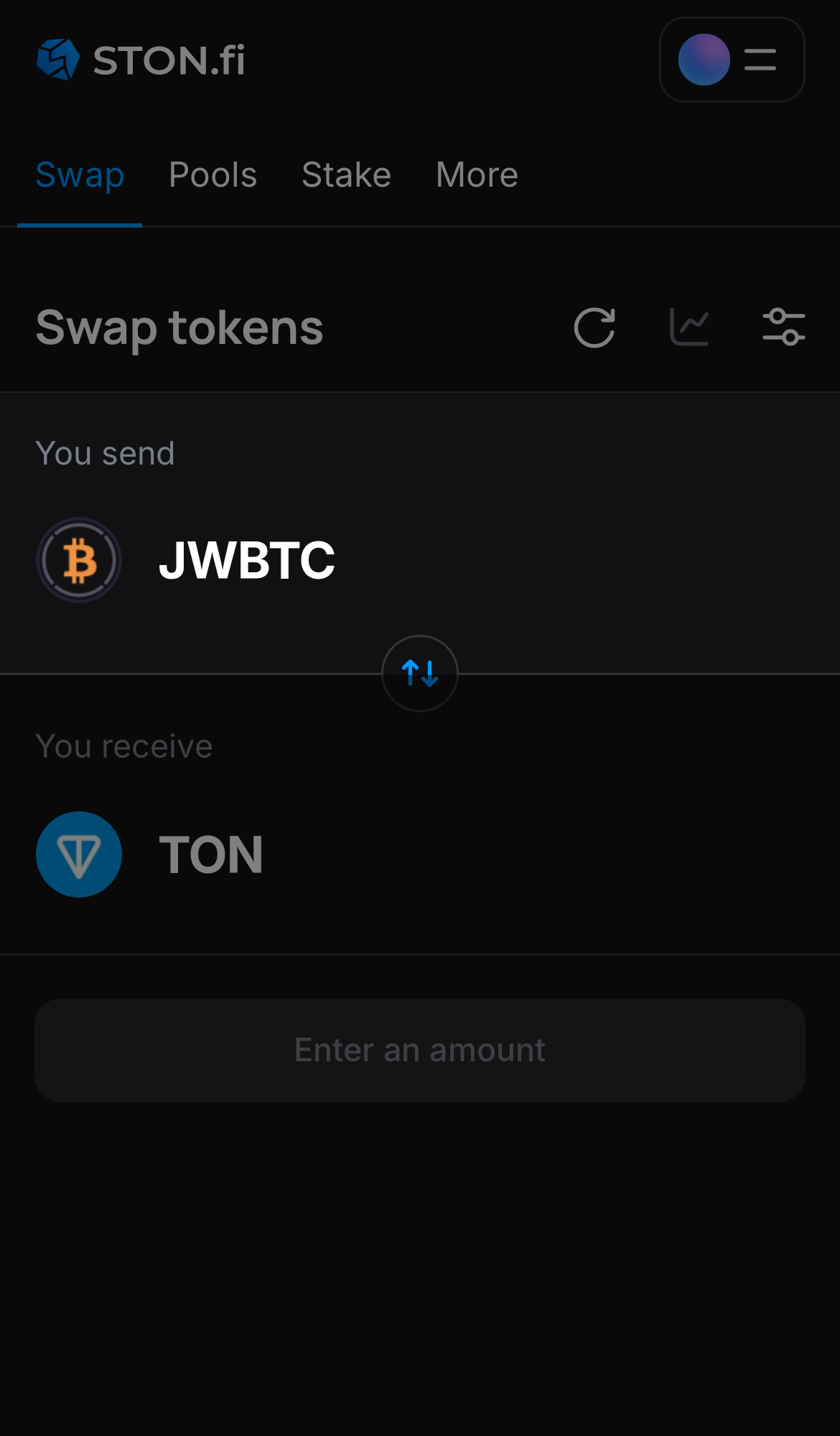 Choose jWBTC in the ‘You send‘ box.