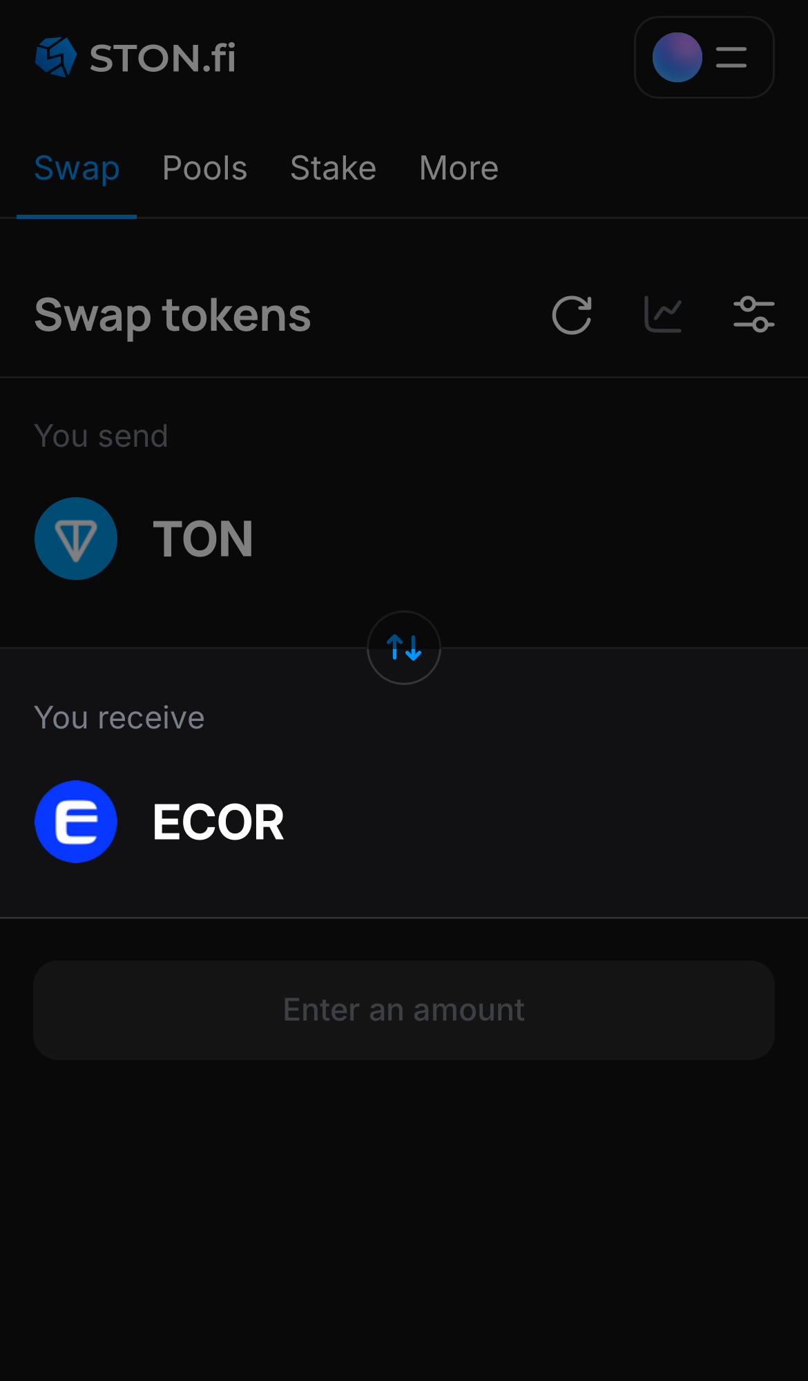 Selecione ECOR na caixa ‘You receive‘.