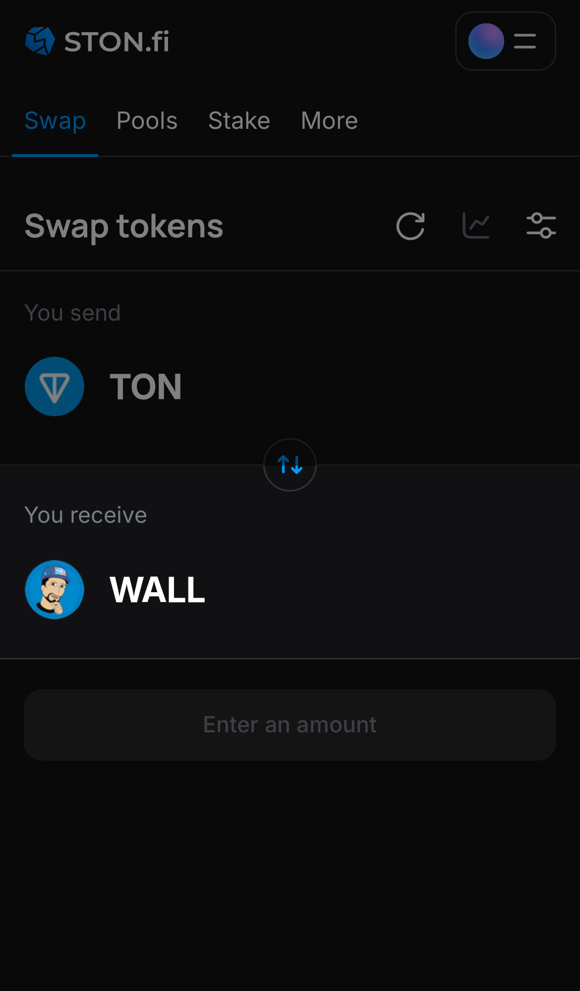 Selecione WALL na caixa ‘You receive‘.
