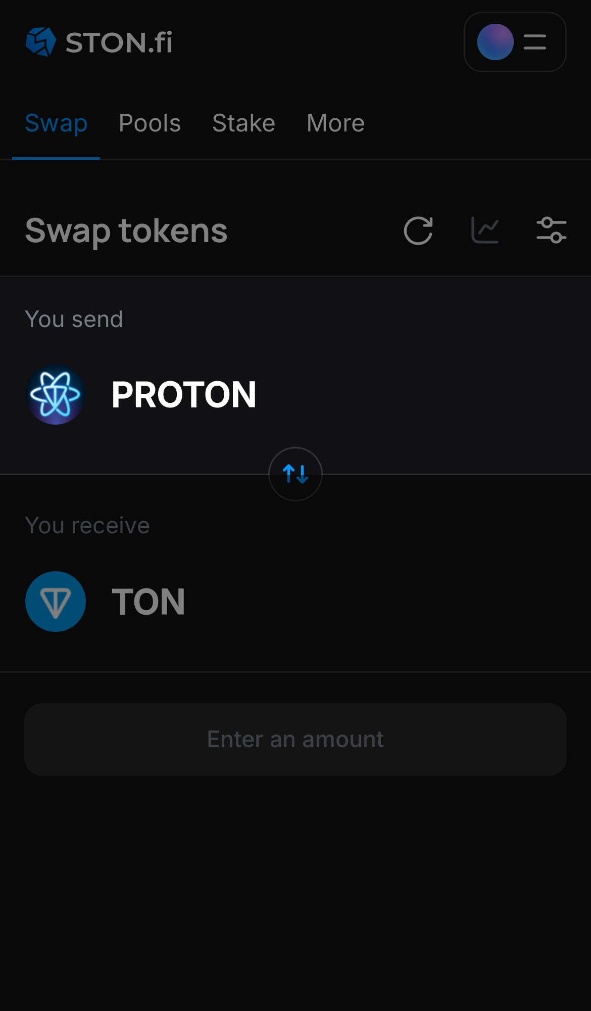 Choisissez PROTON dans la case ‘You send‘.