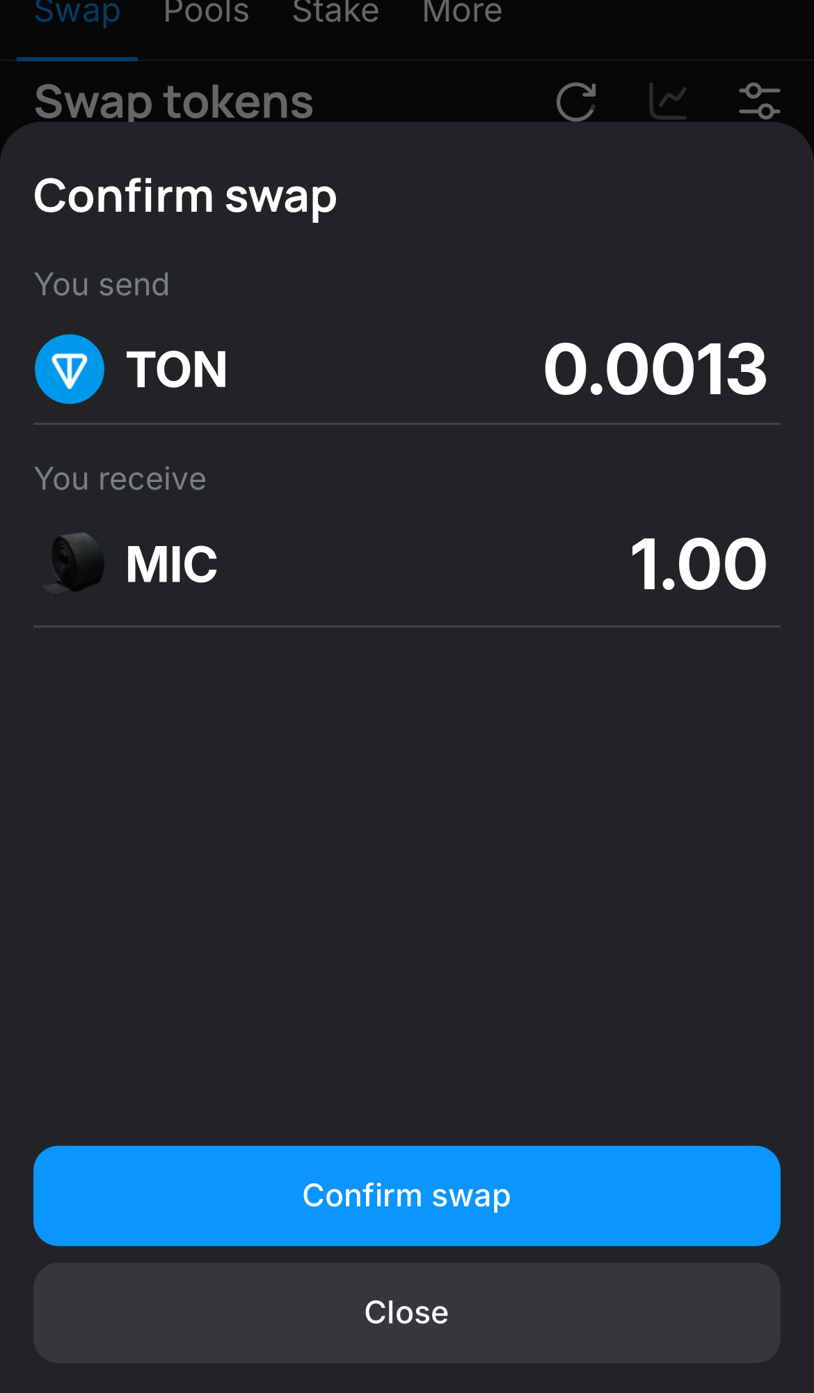 Klik ‘Swap‘, periksa kembali detailnya, dan konfirmasi transaksi dengan mengklik tombol ‘Confirm swap‘.