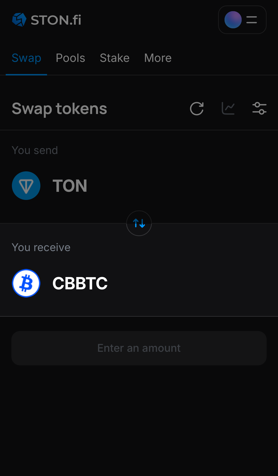 Выберите cbBTC в поле «You receive».