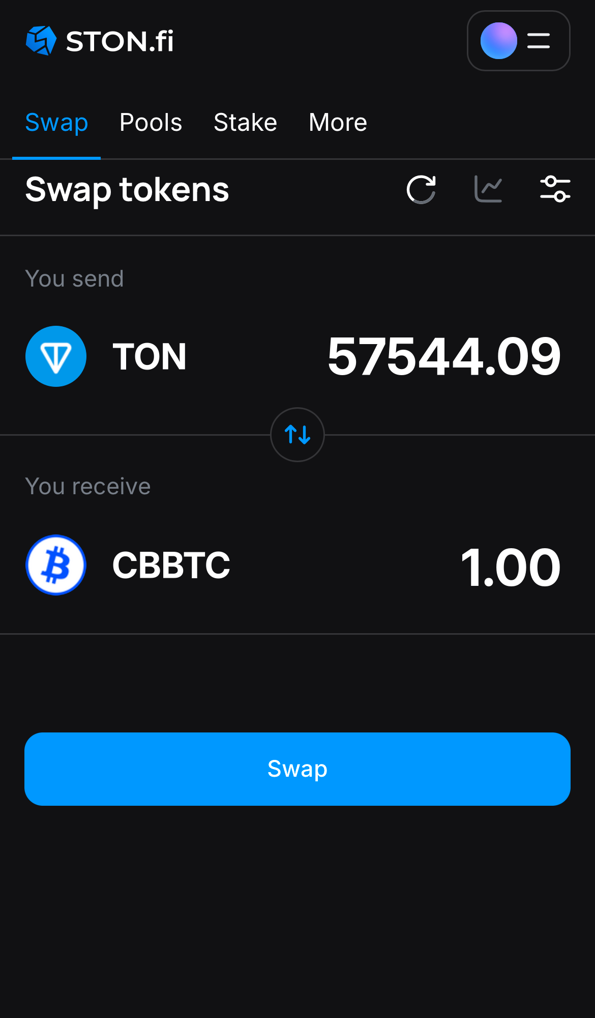 Введите количество токенов, которые вы хотите продать или купить. Алгоритм сделает все необходимые расчеты.